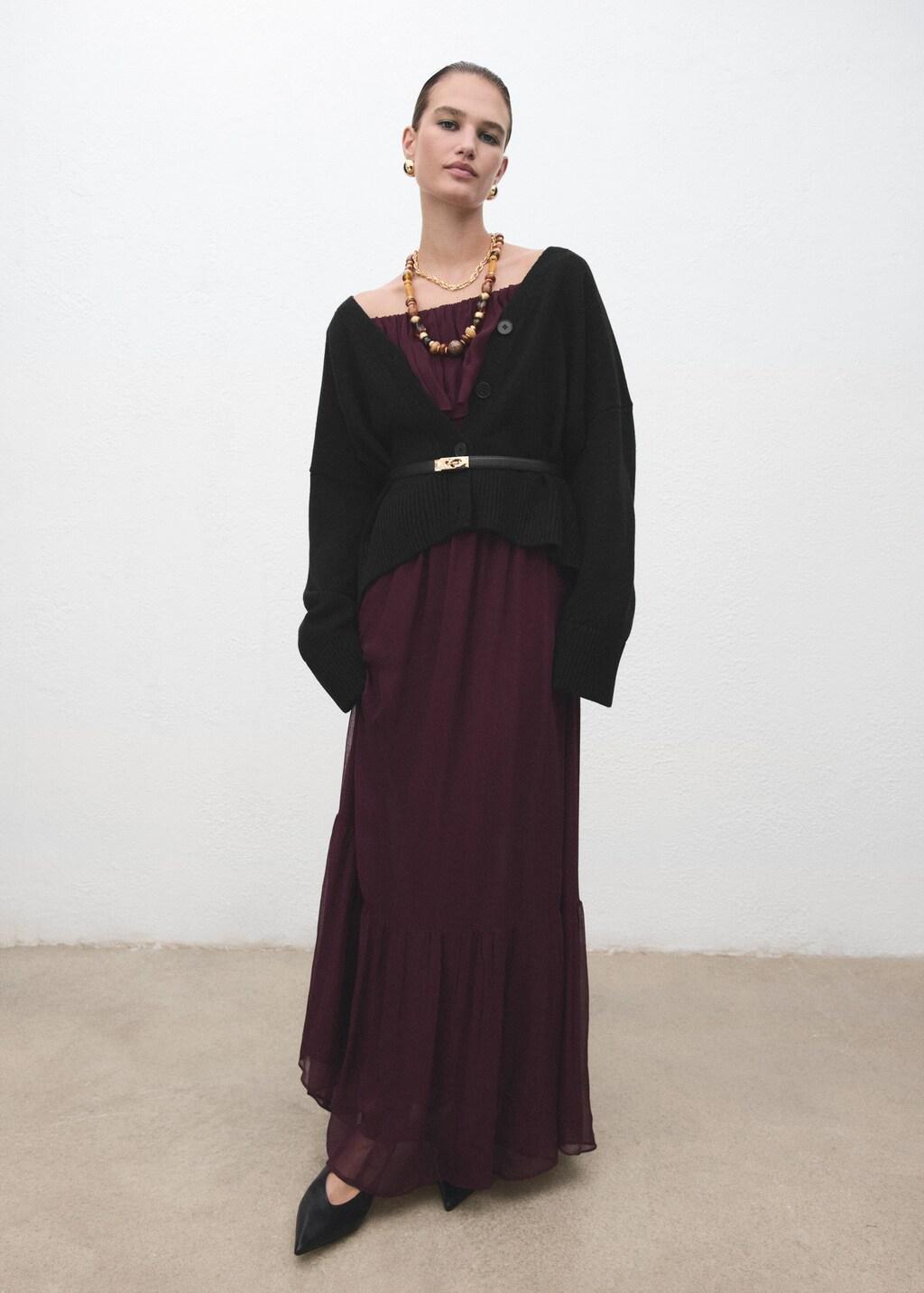 Black Oversized V-Neck Cardigan, 0201_99, medium