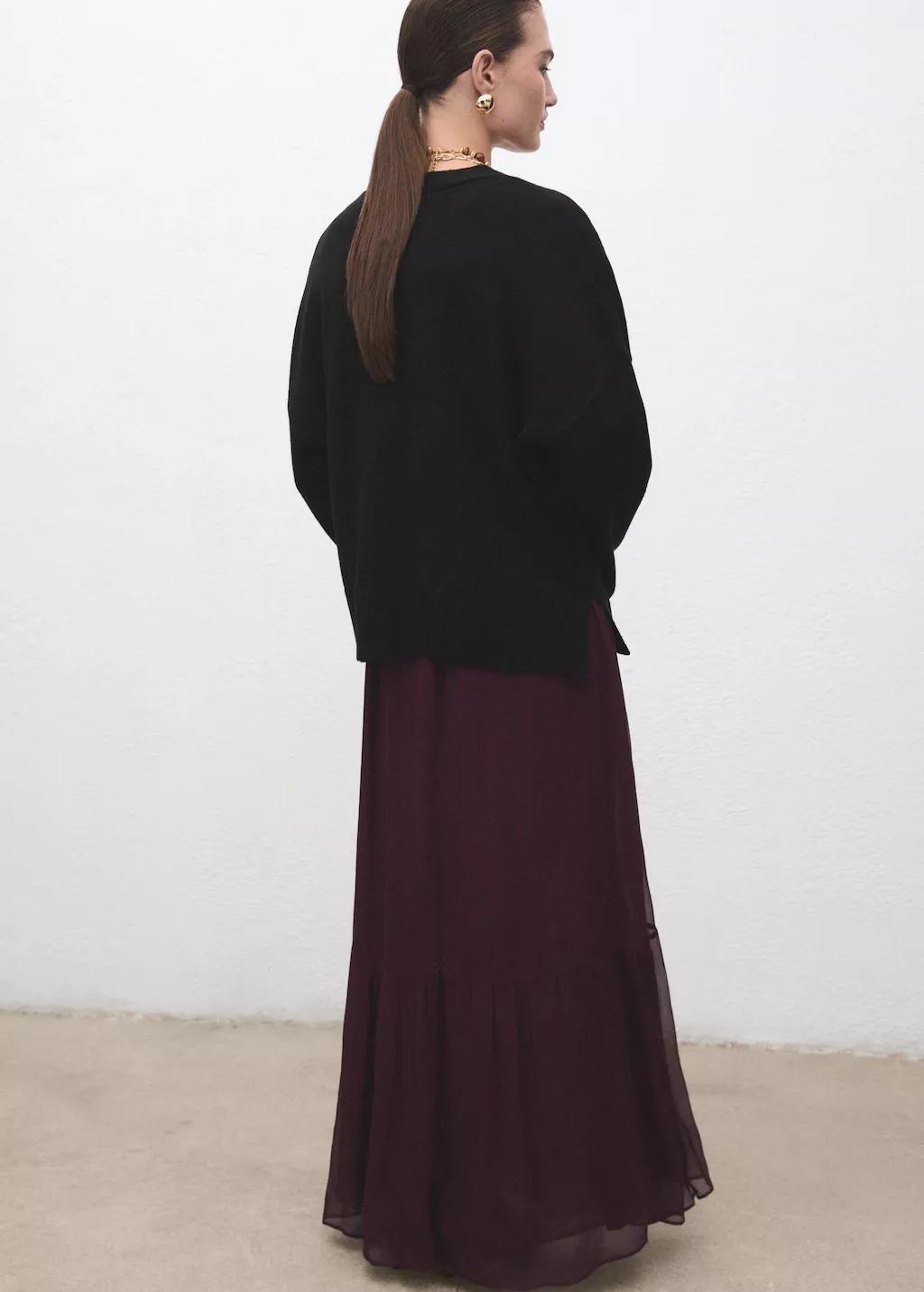 Black Oversized V-Neck Cardigan, 0201_99, medium