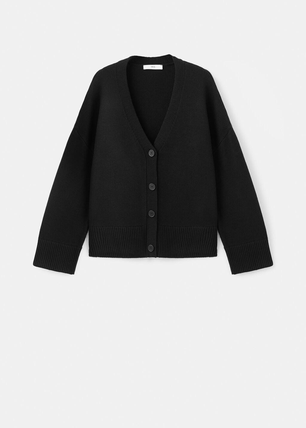 Black Oversized V-Neck Cardigan, 0201_99, large image number 6