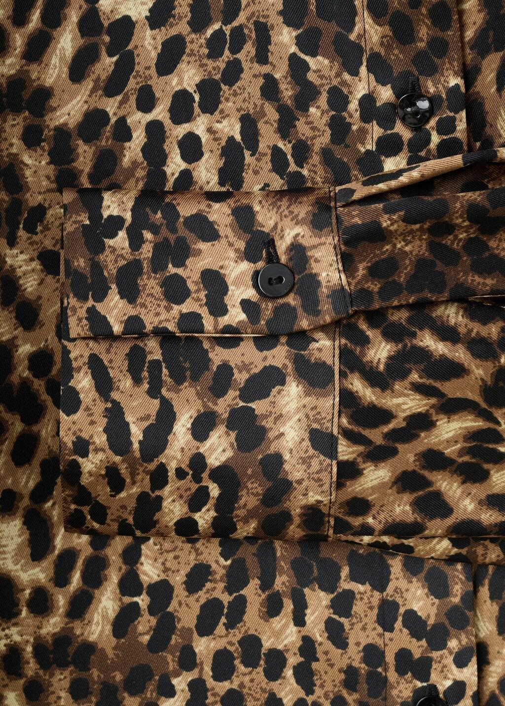 Brown Leopard-Print Satin Shirt, Brown, large image number 1