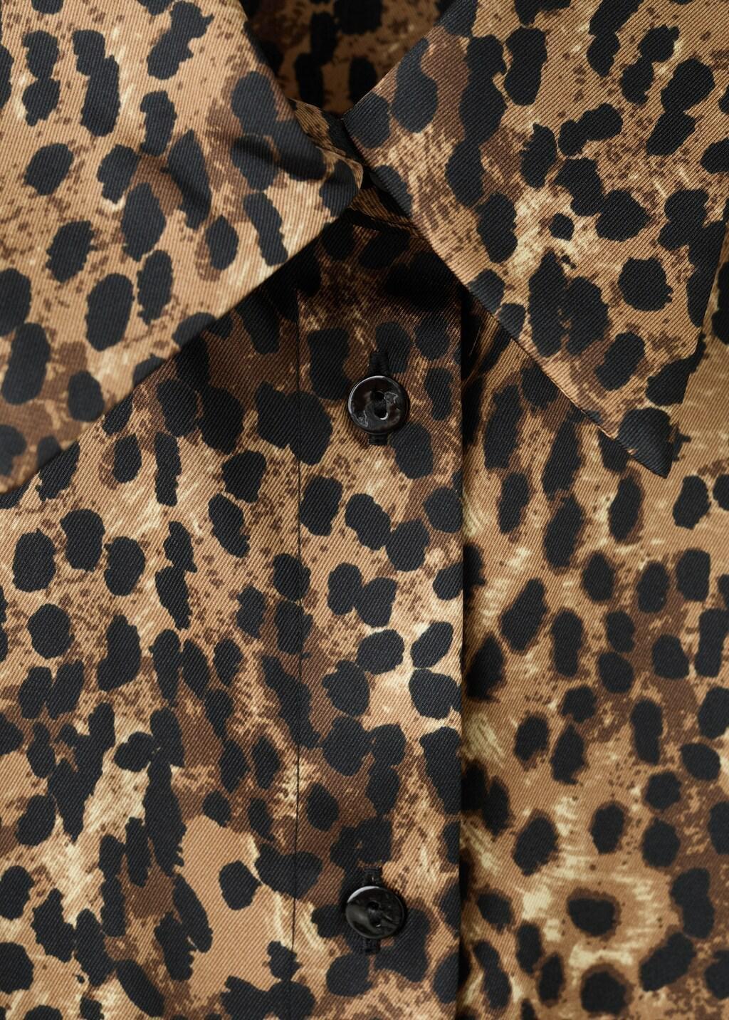 Brown Leopard-Print Satin Shirt, Brown, large image number 5