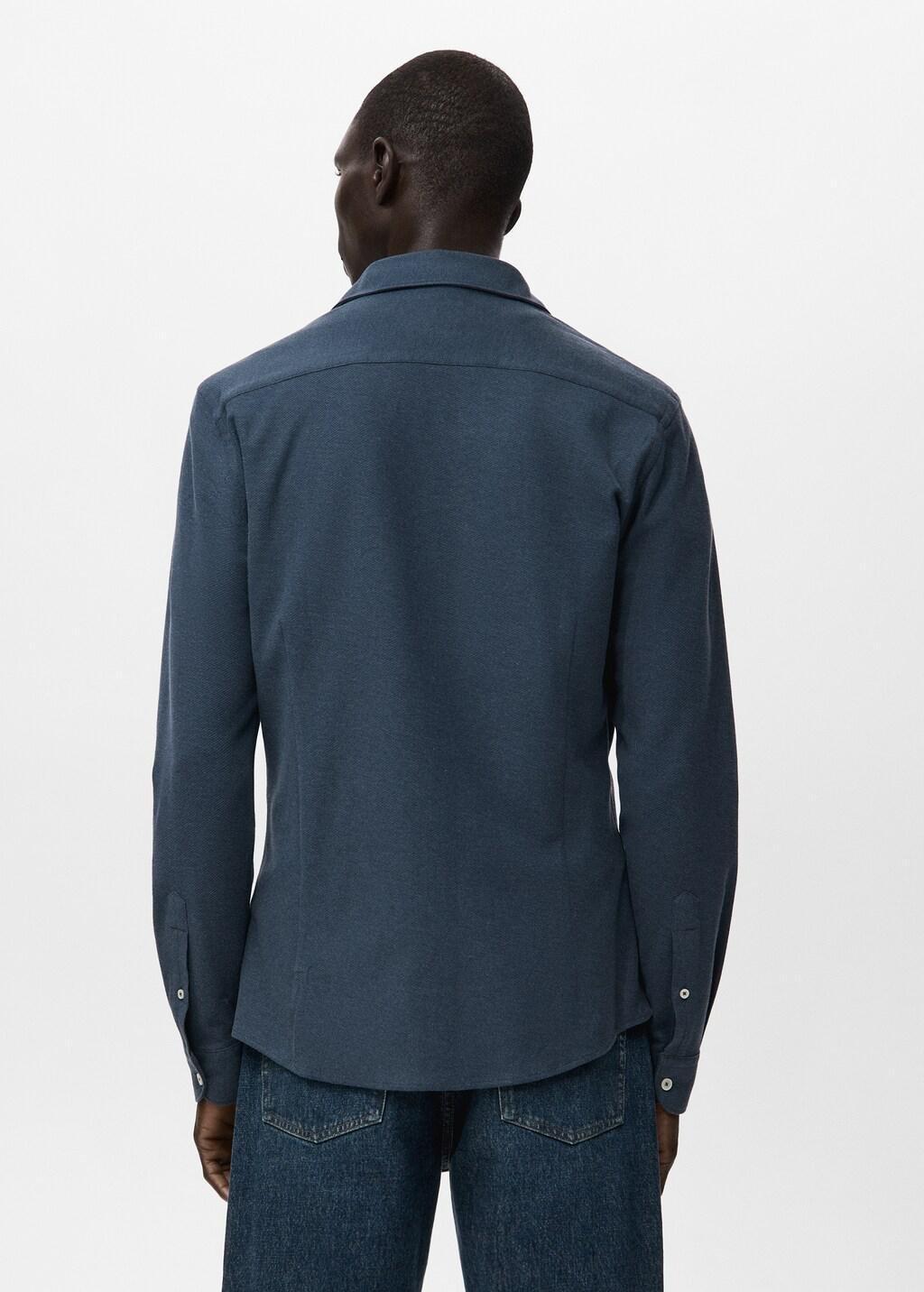 Blue 100% Cotton Slim-Fit Shirt, Medium Blue, large image number 2