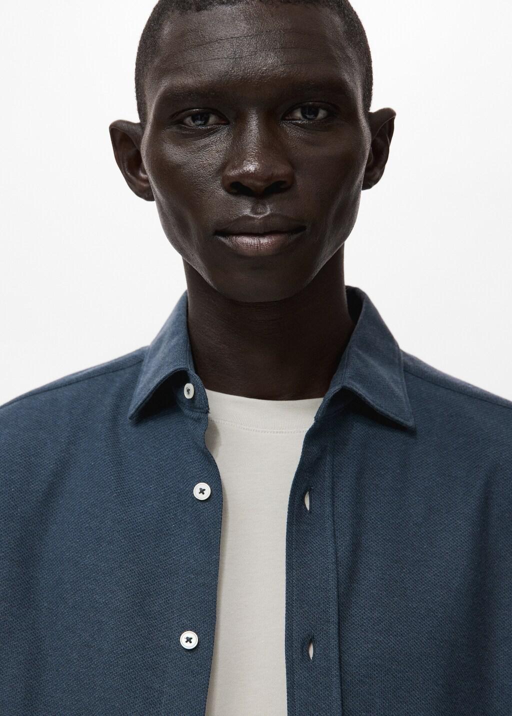 Blue 100% Cotton Slim-Fit Shirt, Medium Blue, large image number 4