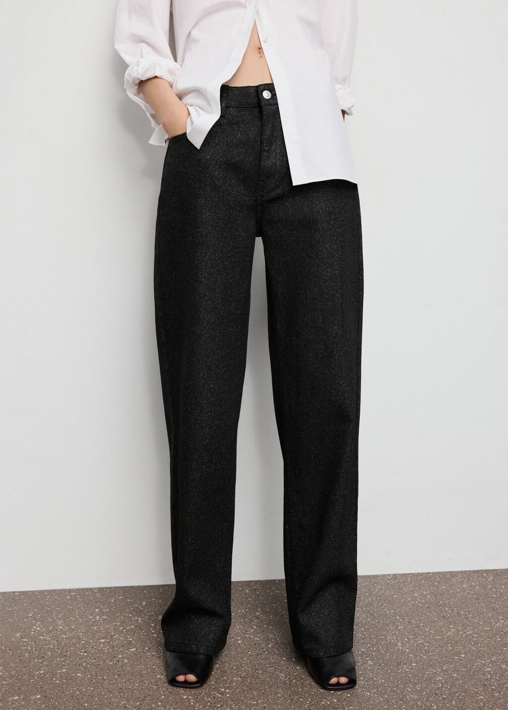 BLACK Shiny straight-leg jeans, 0201_99, large image number 3