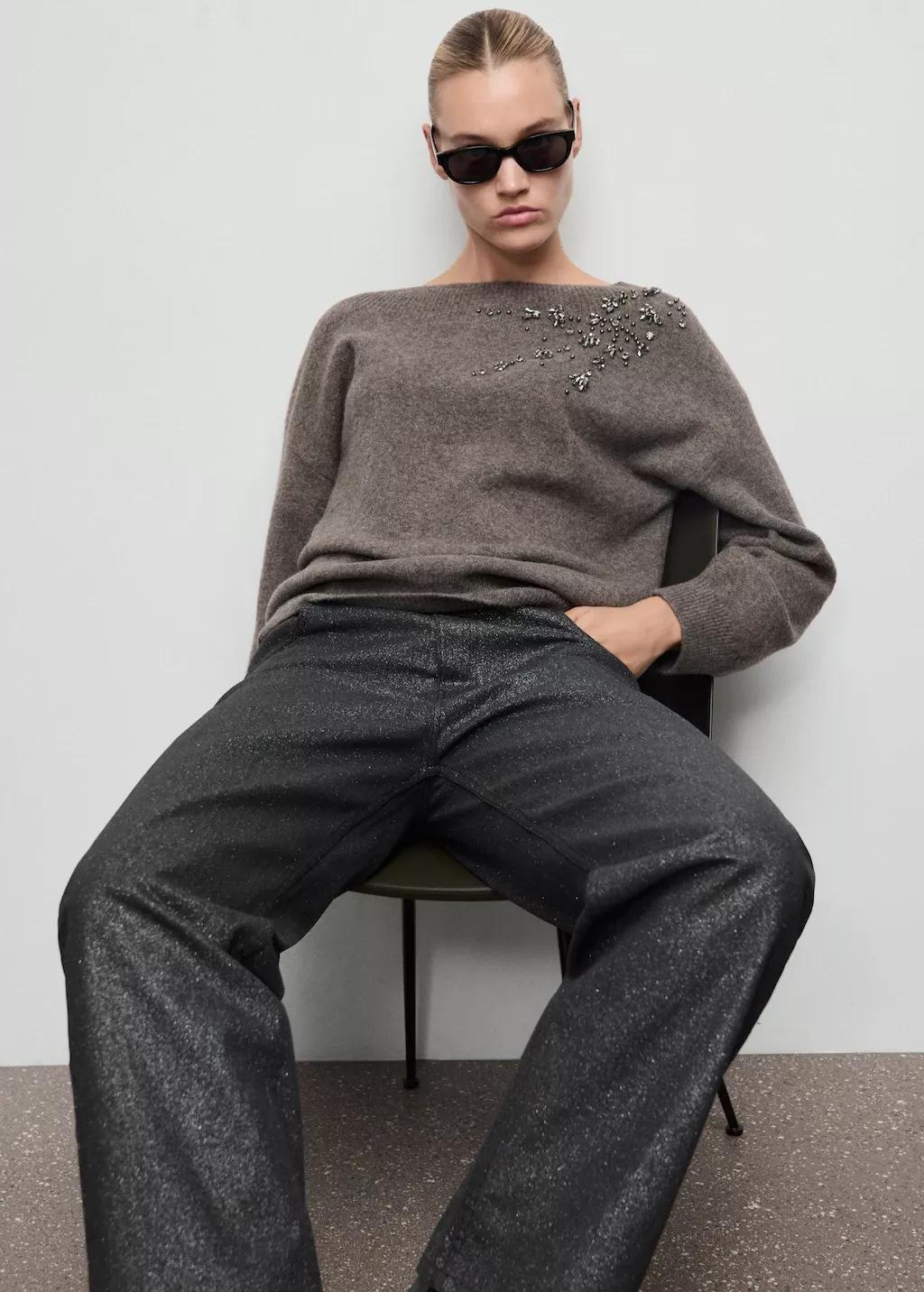 BLACK Shiny straight-leg jeans, 0201_99, large image number 5