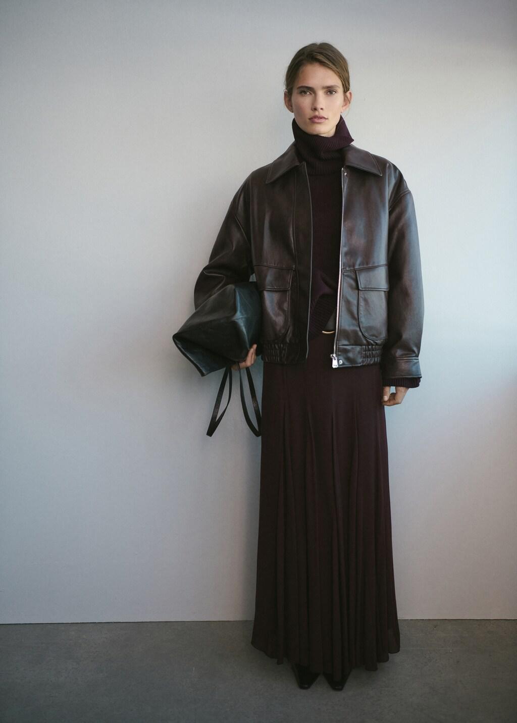 BROWN Oversized faux leather jacket, Brown, large image number 0