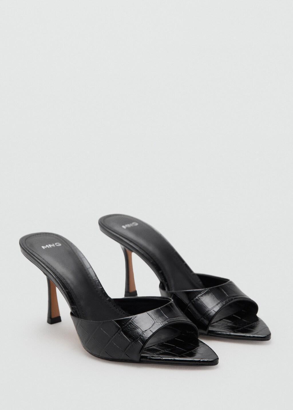 Black Croc-Effect Heeled Sandals, 0201_99, large image number 0