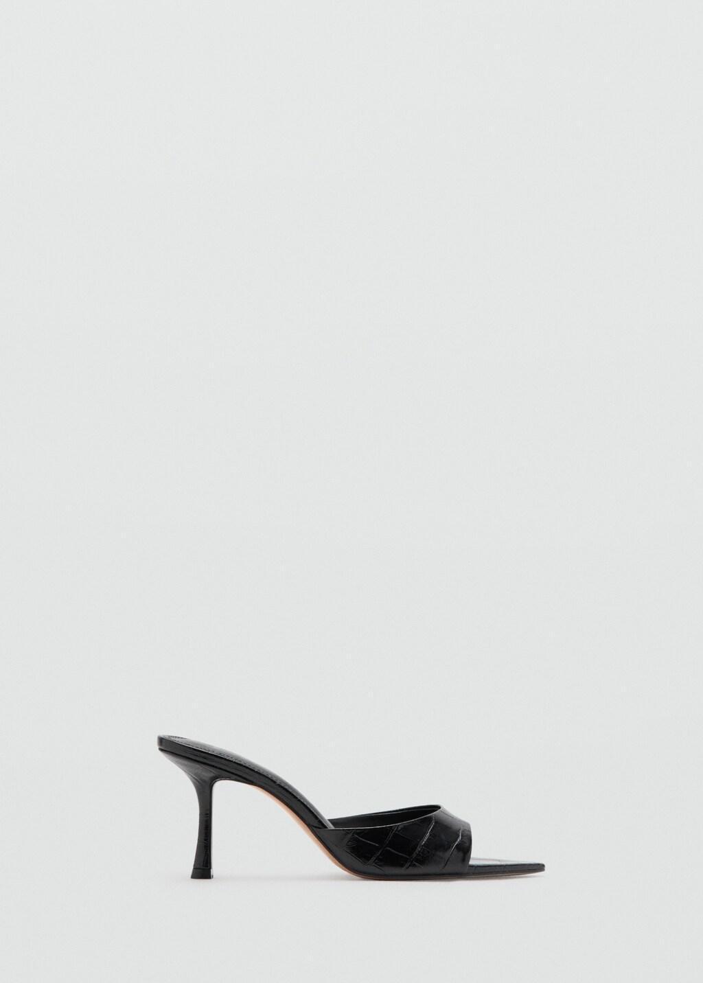 Black Croc-Effect Heeled Sandals, 0201_99, large image number 2