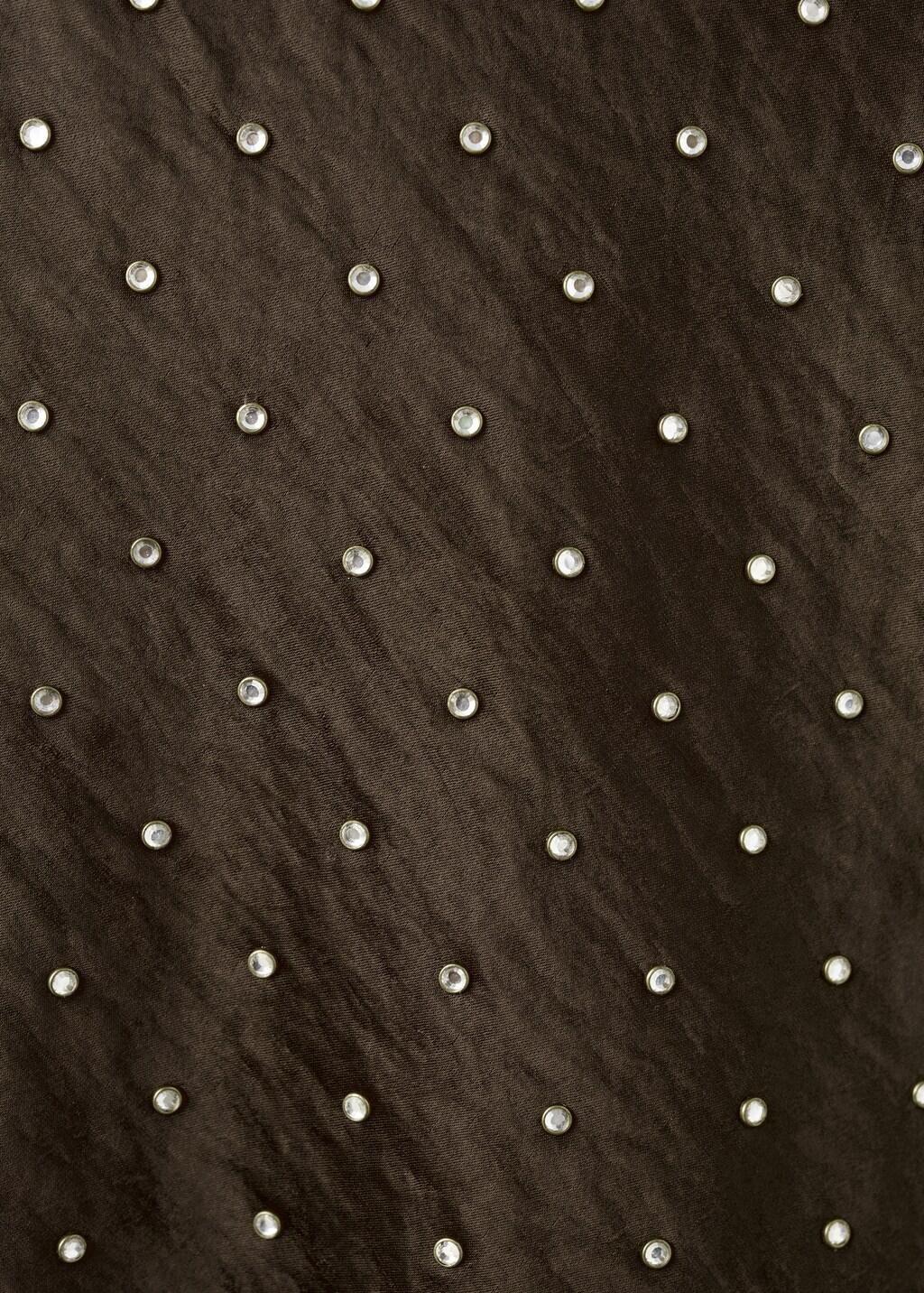 Brown Satin Crinkled-Effect Top With Crystals, Brown, large image number 5