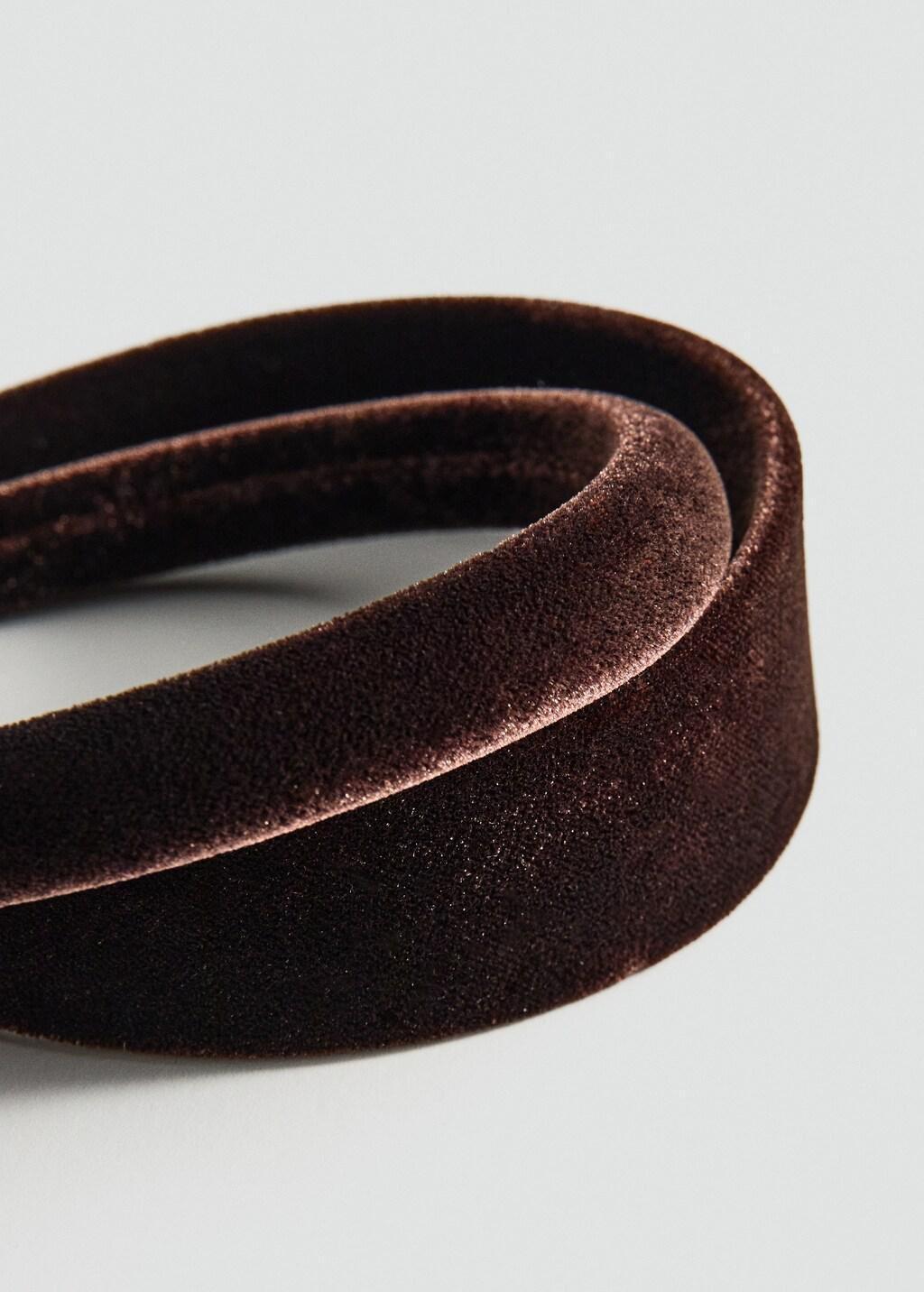 Brown Pack Of 2 Velvet Headbands, 0201_30, large image number 0
