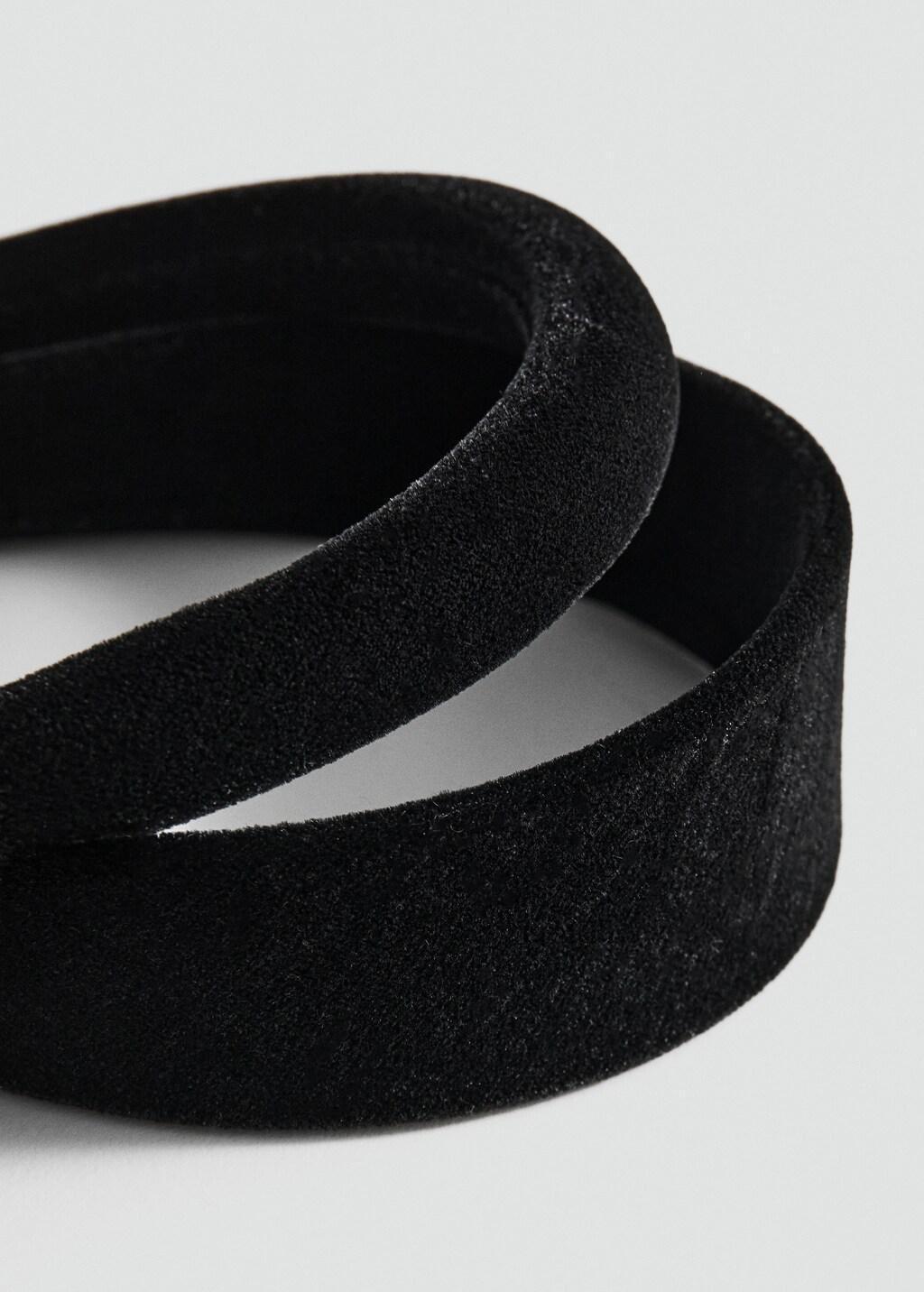 Black Pack Of 2 Velvet Headbands, Black, large image number 0