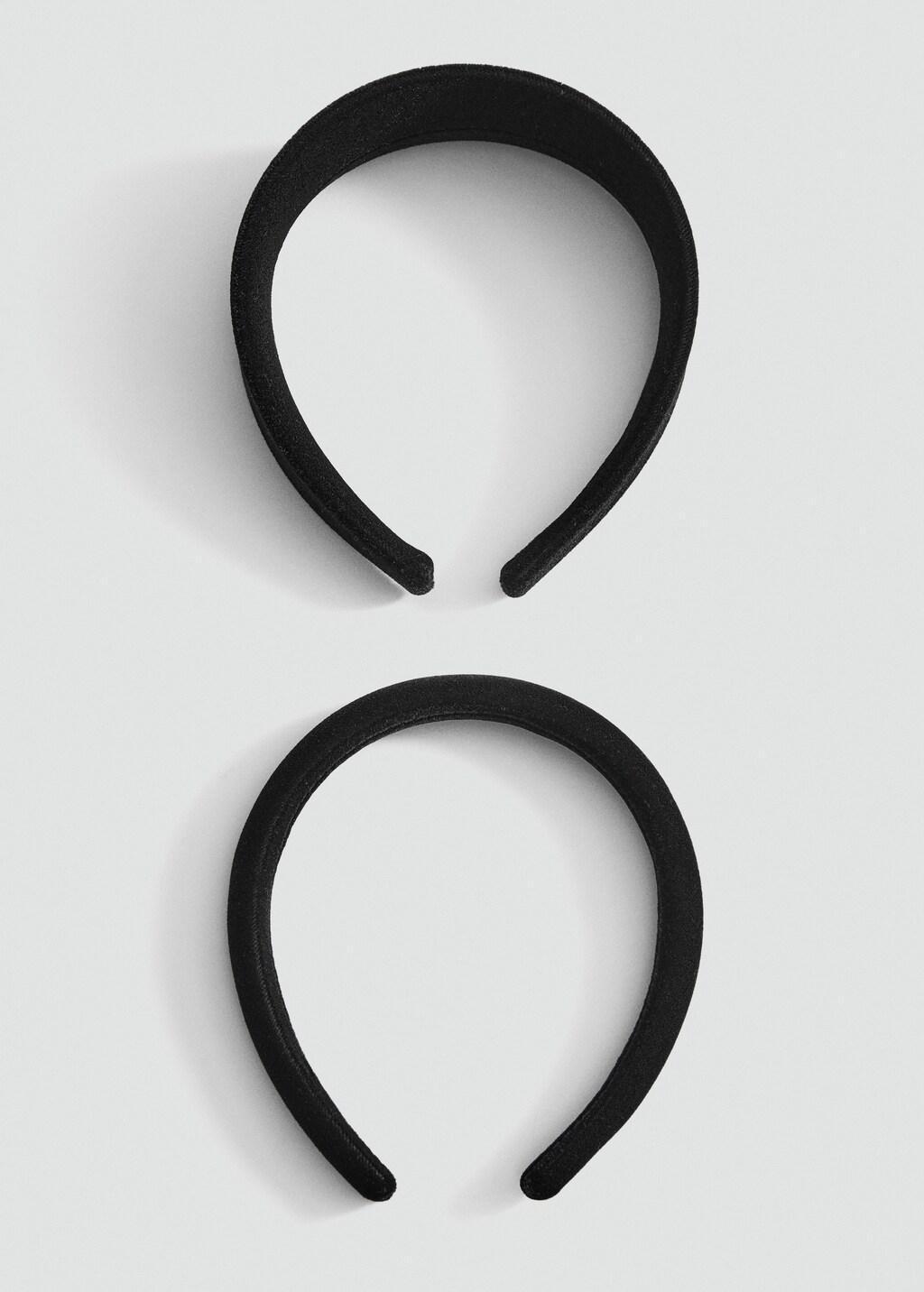 Black Pack Of 2 Velvet Headbands, Black, large image number 1