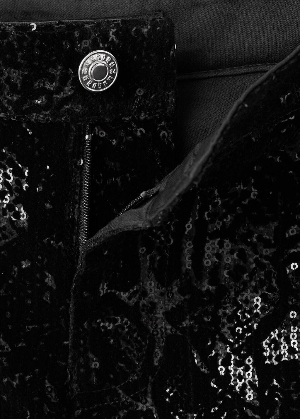 Black Straight-Leg Trousers With Sequins, Black, large image number 1