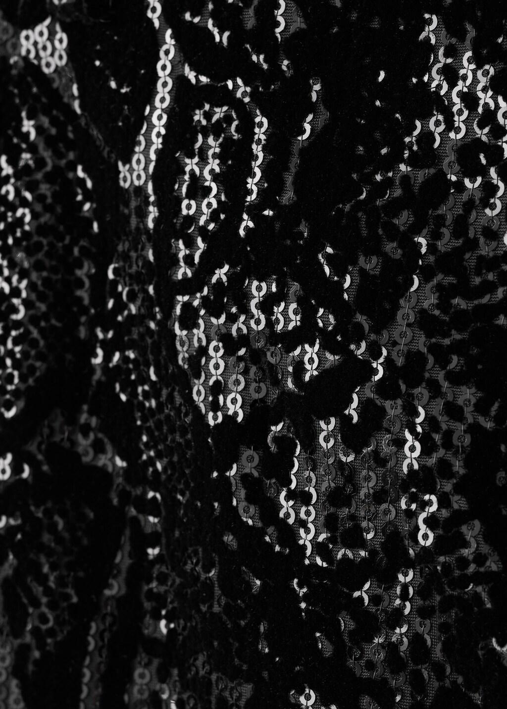 Black Straight-Leg Trousers With Sequins, Black, large image number 5