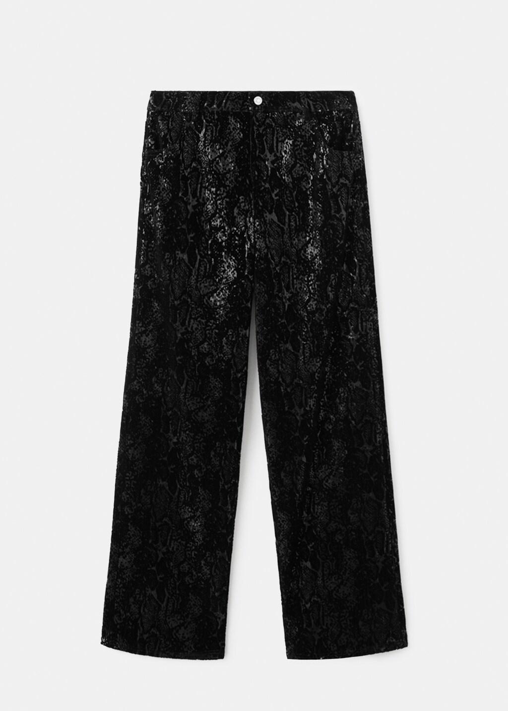 Black Straight-Leg Trousers With Sequins, Black, large image number 6