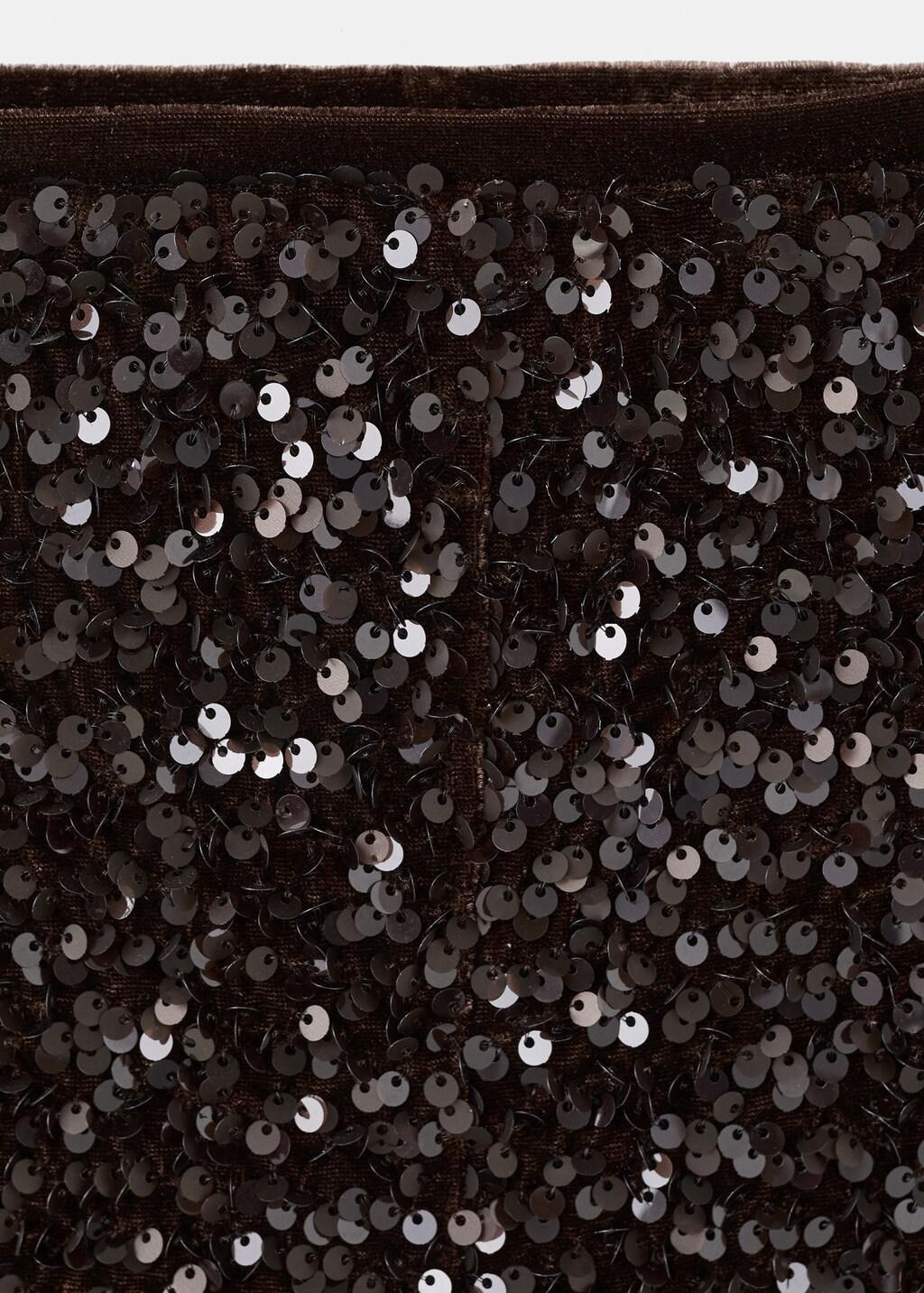 Brown Velvet Shorts With Sequins, 0201_32, large image number 1