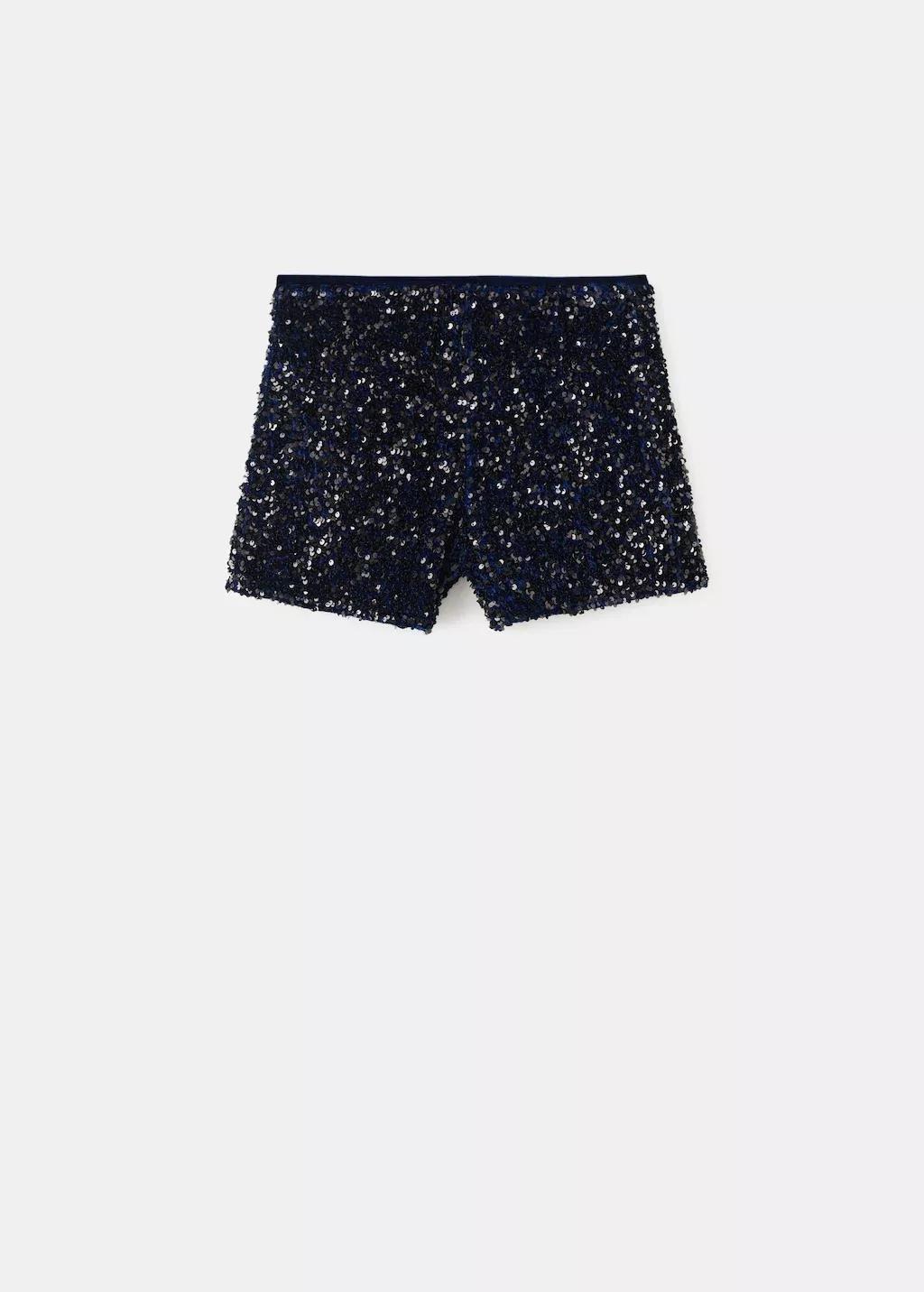 Navy Velvet Shorts With Sequins, 0201_56, large image number 6