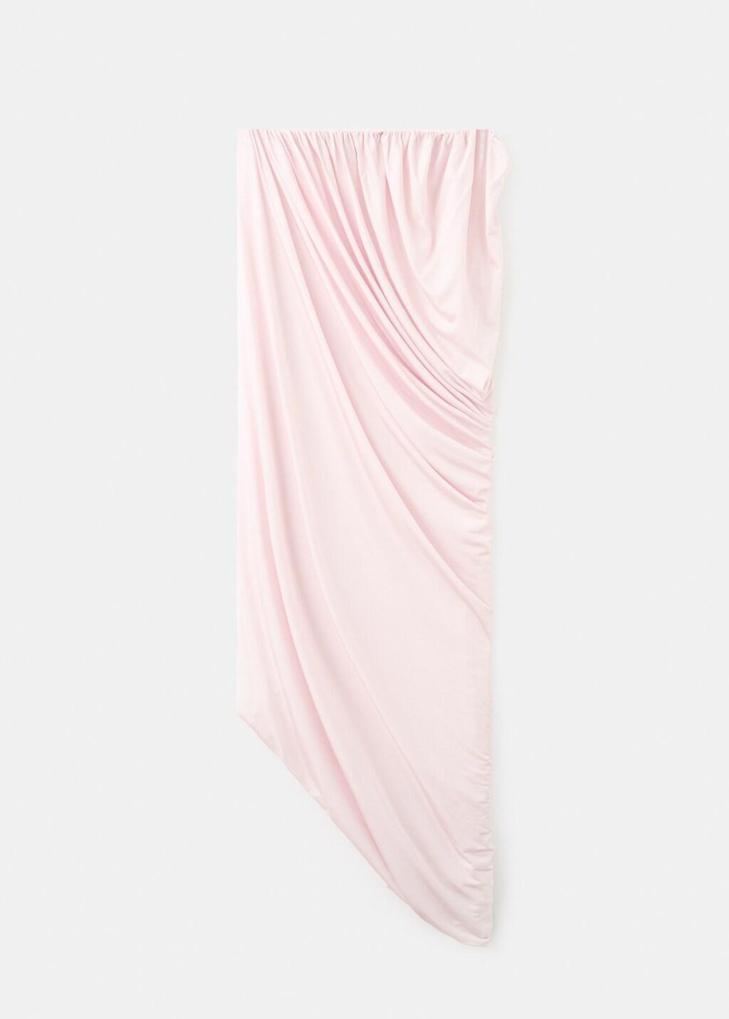 Pink Ruched Asymmetrical Strapless Dress, Light-Pastel Pink, large image number 5