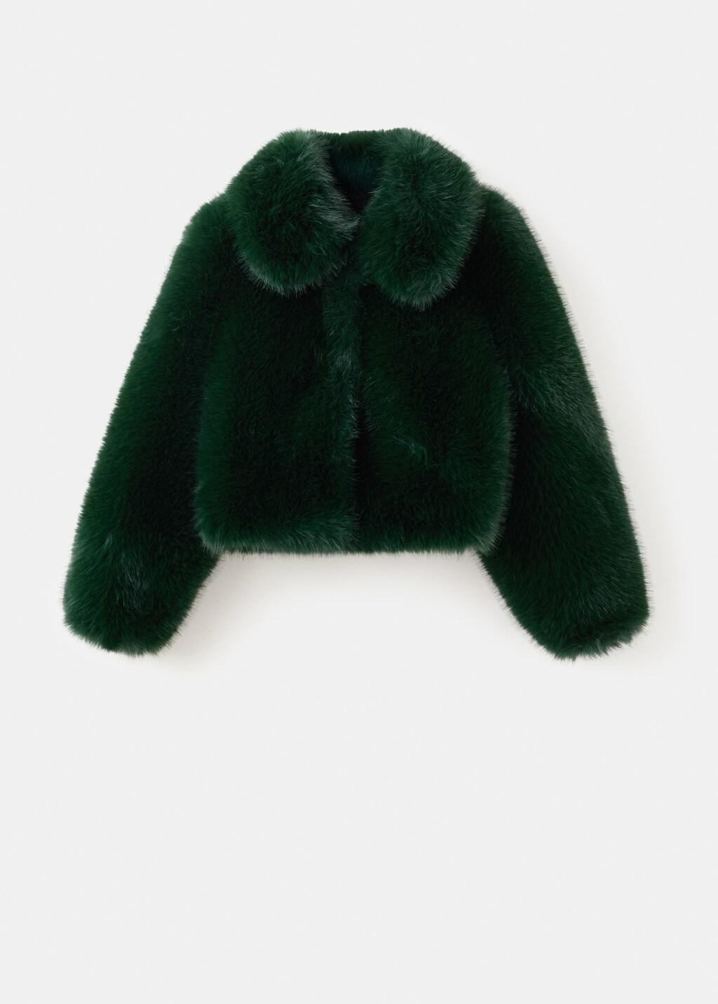 Green Faux-Fur Cropped Jacket, Green, large image number 6