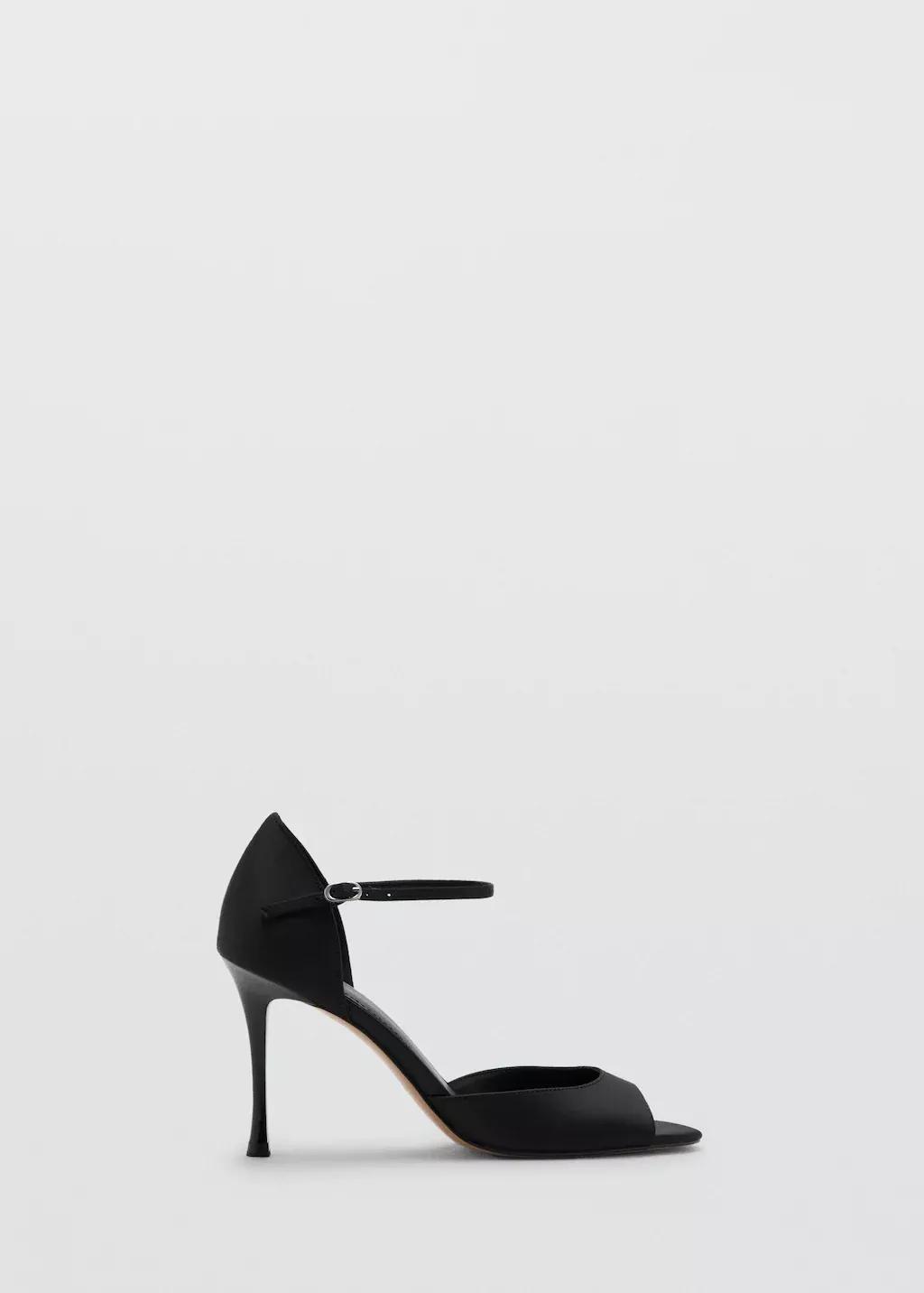 Black Satin High-Heeled Sandal, Black, large image number 3