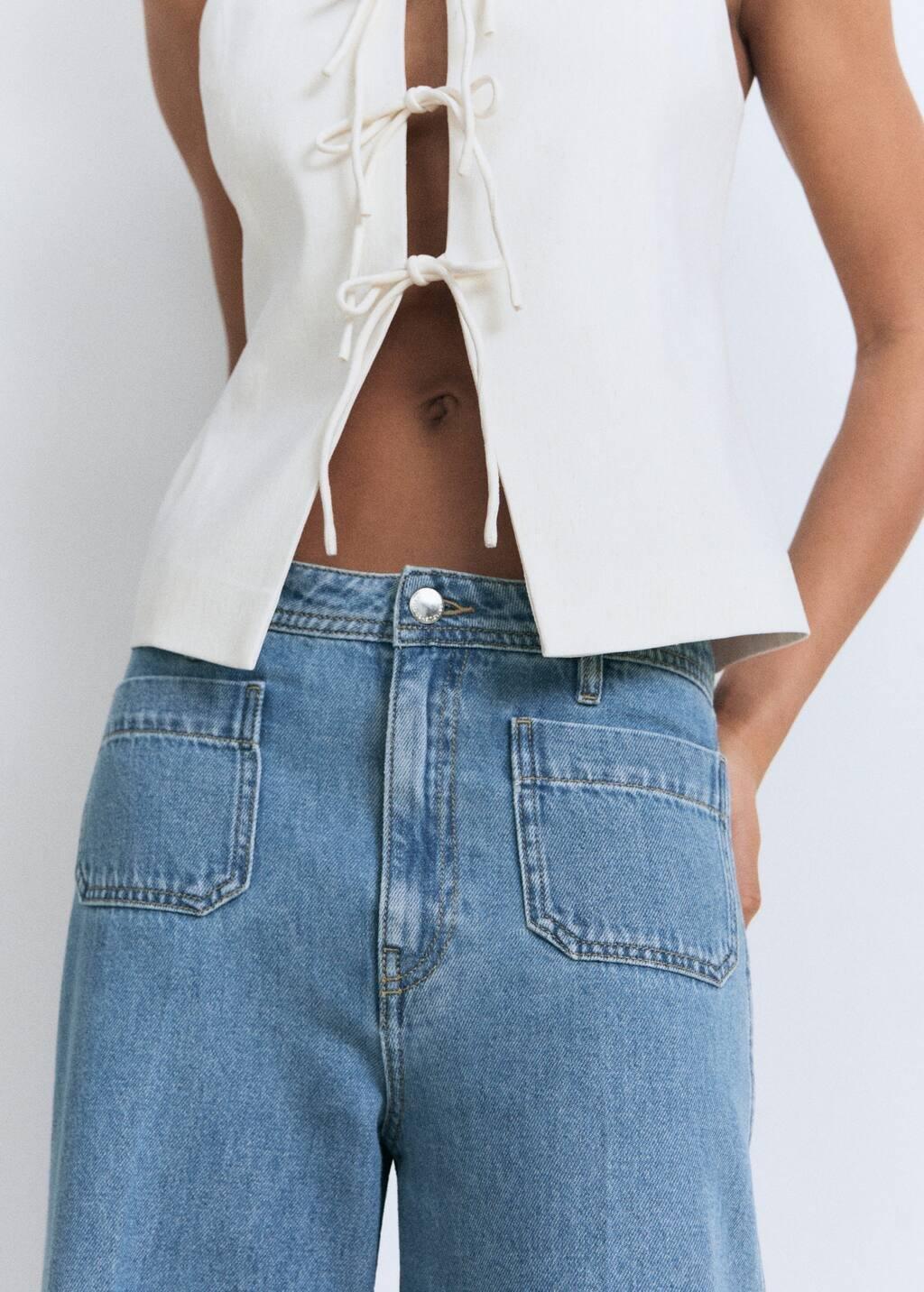 Blue High-Rise Wide leg Jeans With Pockets, , large image number 2