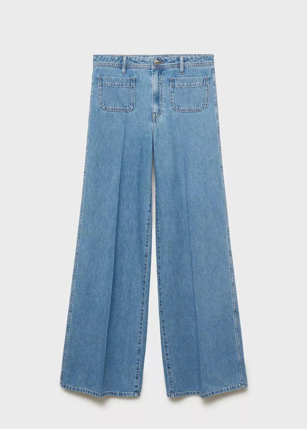 Blue High-Rise Wide leg Jeans With Pockets, , large image number 3