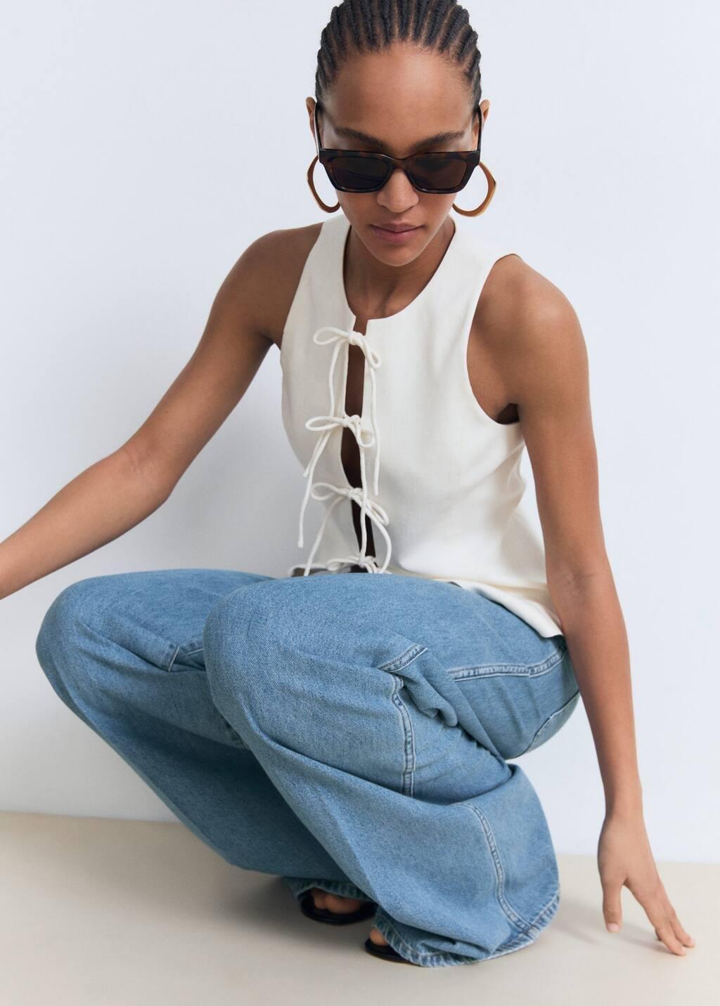 Blue High-Rise Wide leg Jeans With Pockets, , large image number 4