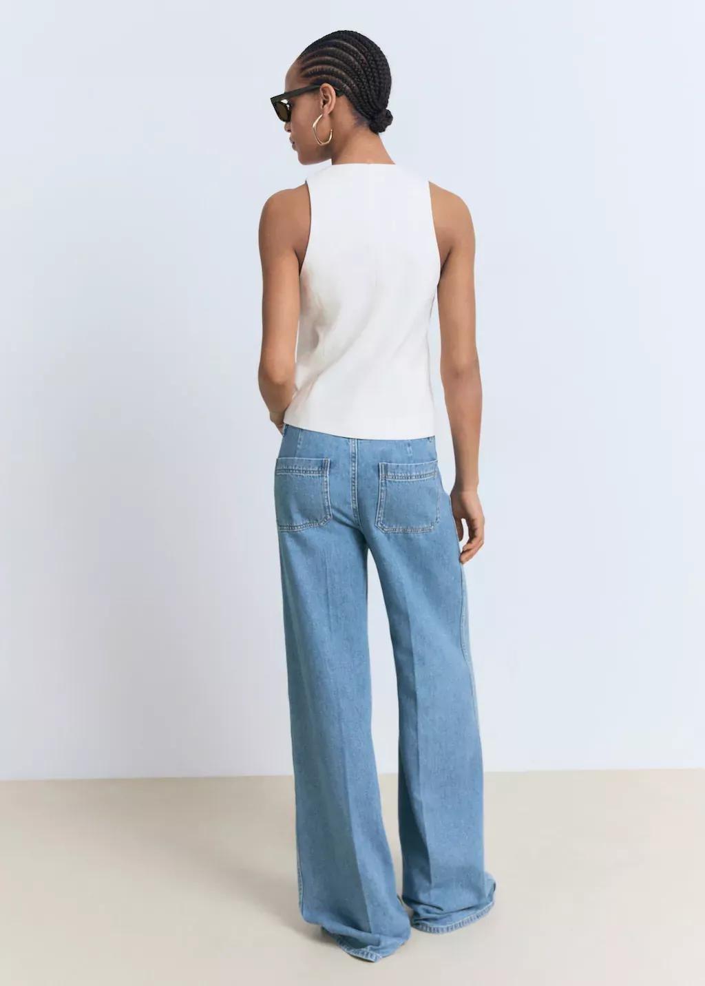 Blue High-Rise Wide leg Jeans With Pockets, , large image number 6