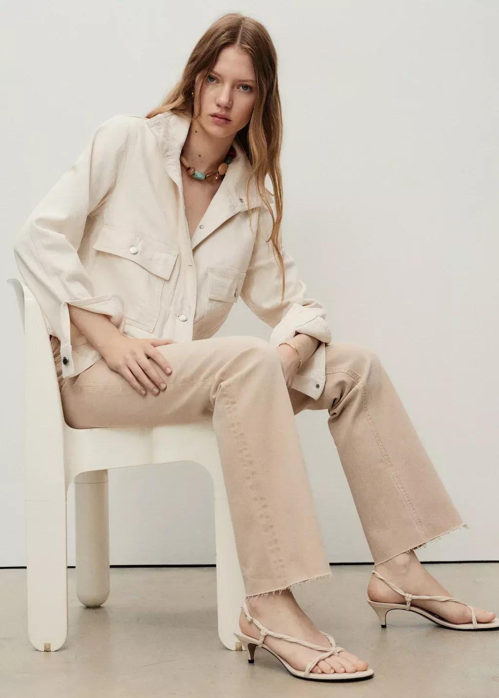 Beige Sienna Flared Cropped Jeans, Light Pastel Brown, medium