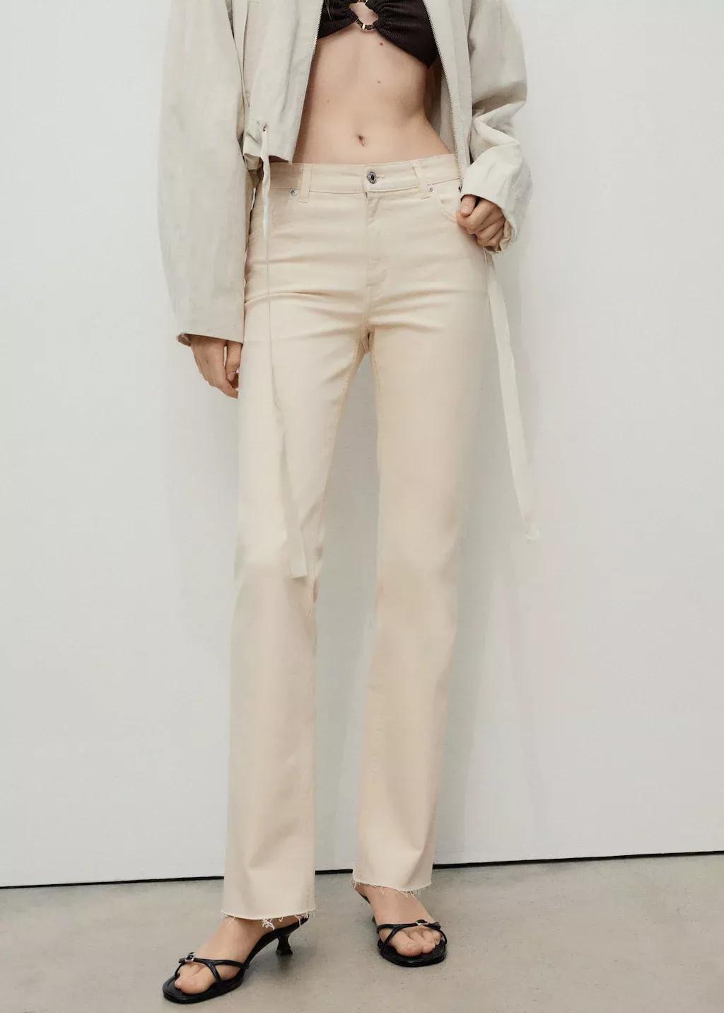 Cream Sienna Flared Cropped Jeans, , large image number 0