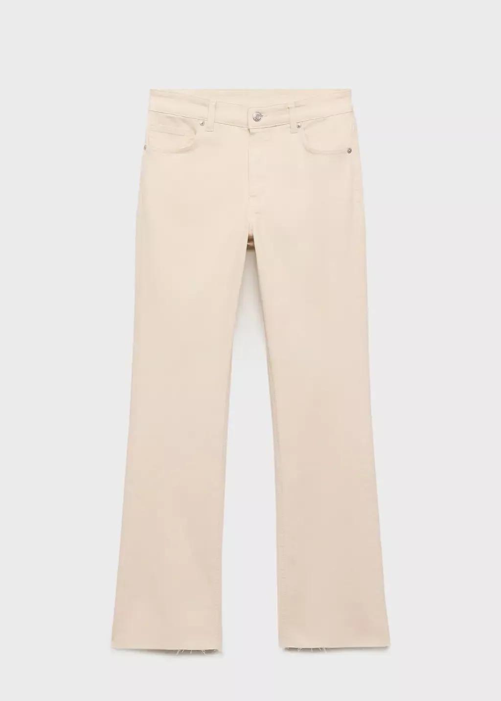 Cream Sienna Flared Cropped Jeans, Light Beige, large image number 3