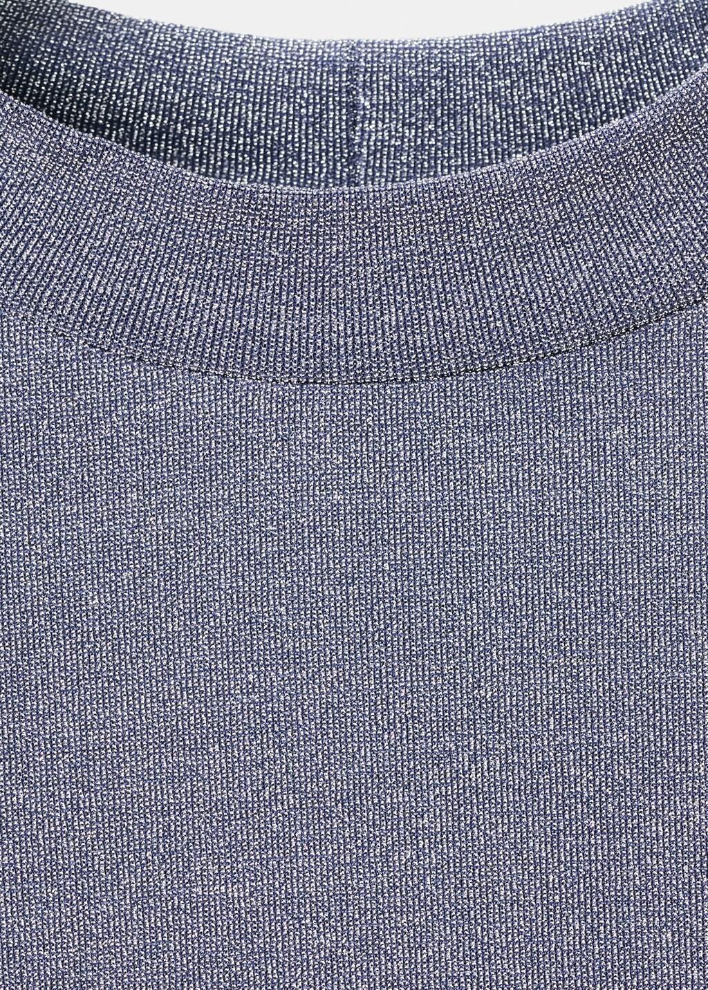 Blue Lurex T-Shirt With Perkins Neck, 0201_52, large image number 2