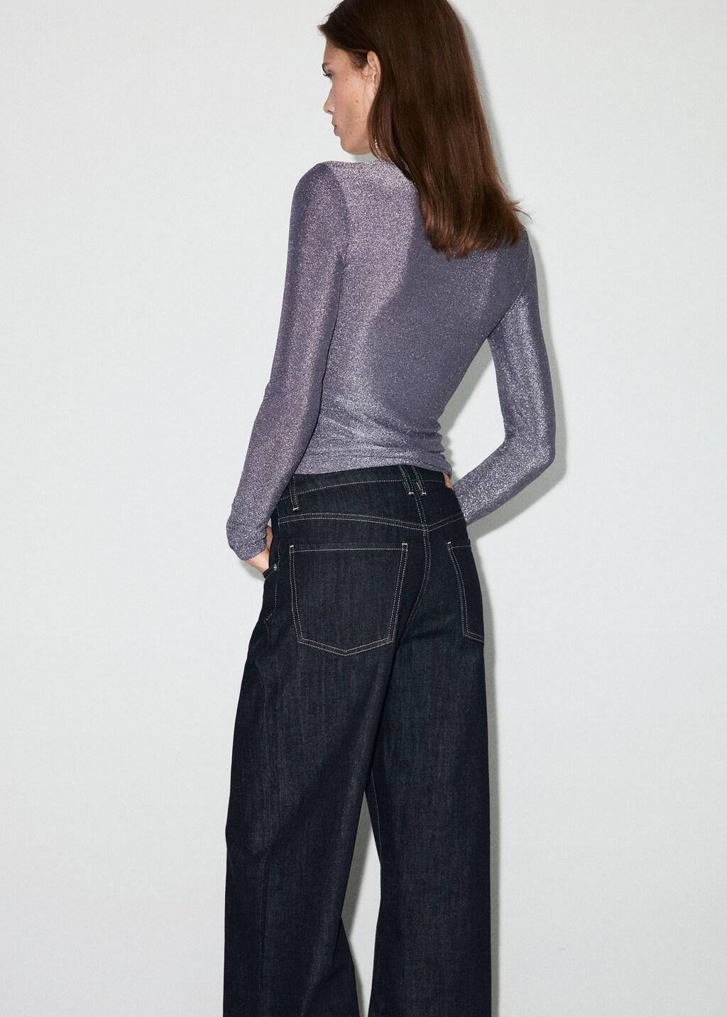 Blue Lurex T-Shirt With Perkins Neck, 0201_52, large image number 4