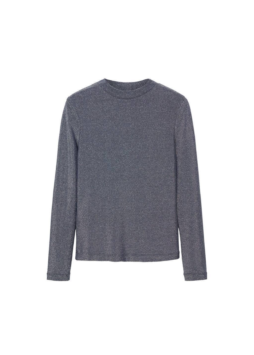 Blue Lurex T-Shirt With Perkins Neck, 0201_52, large image number 7