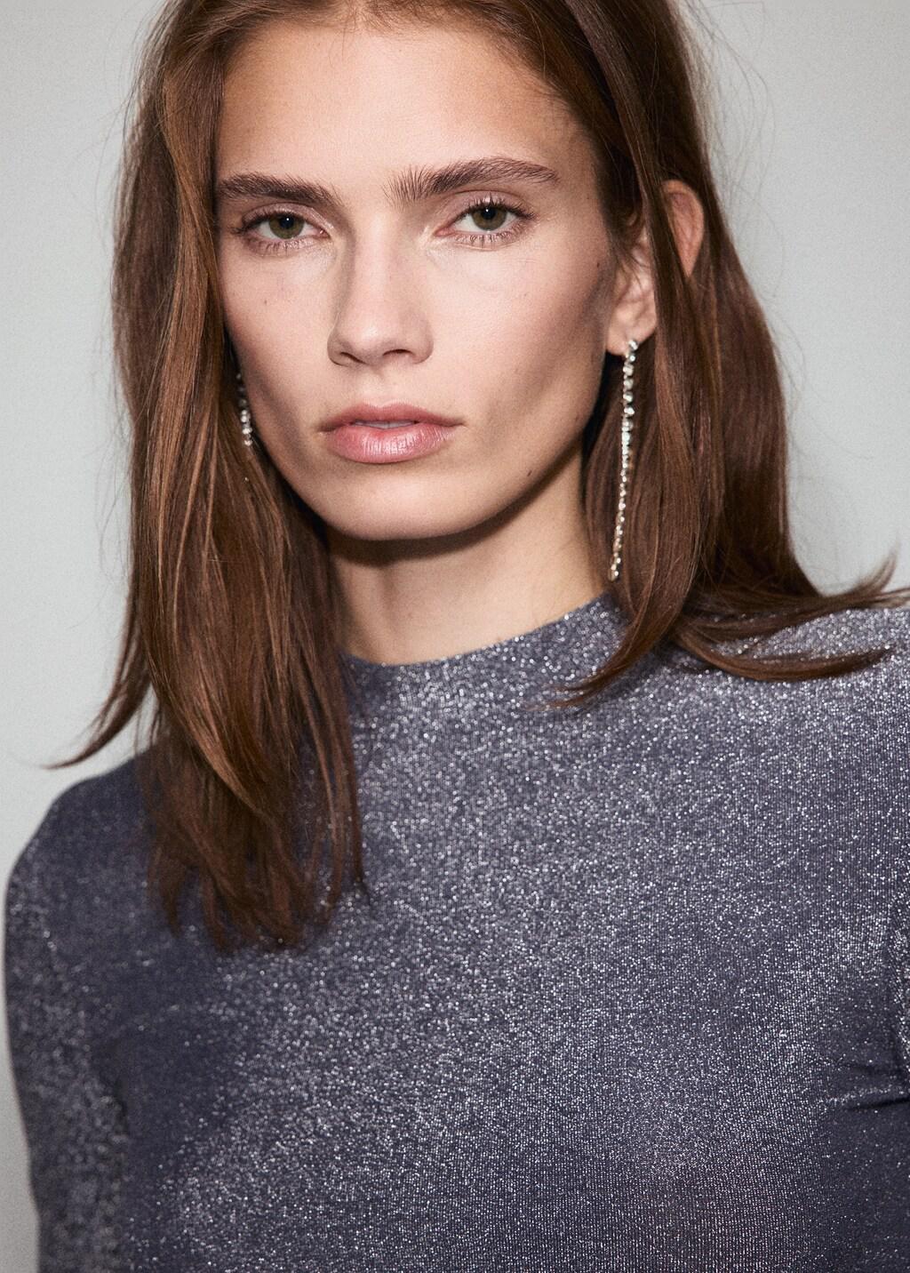 Blue Lurex T-Shirt With Perkins Neck, 0201_52, large image number 8