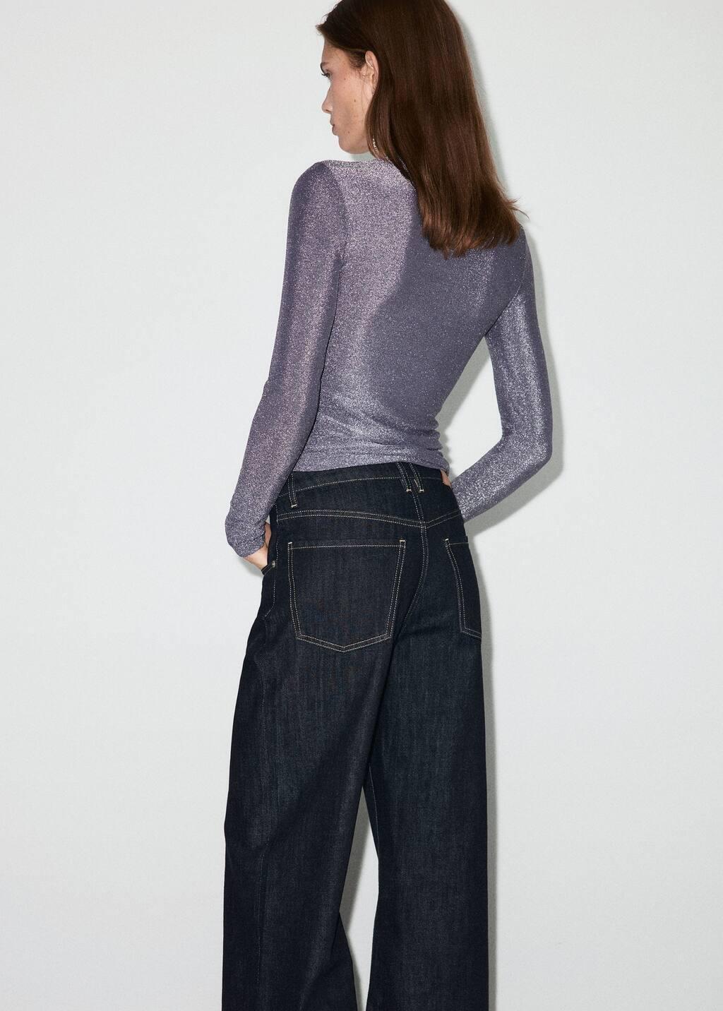 Blue Lurex T-Shirt With Perkins Neck, 0201_52, large image number 11