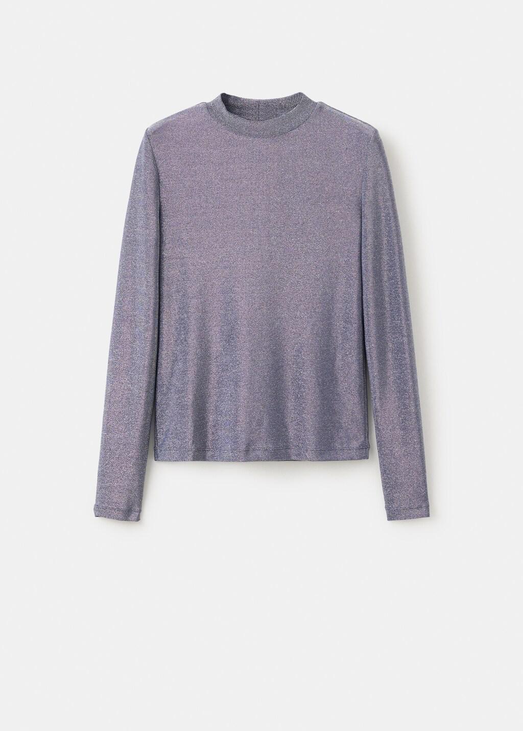 Blue Lurex T-Shirt With Perkins Neck, 0201_52, large image number 13