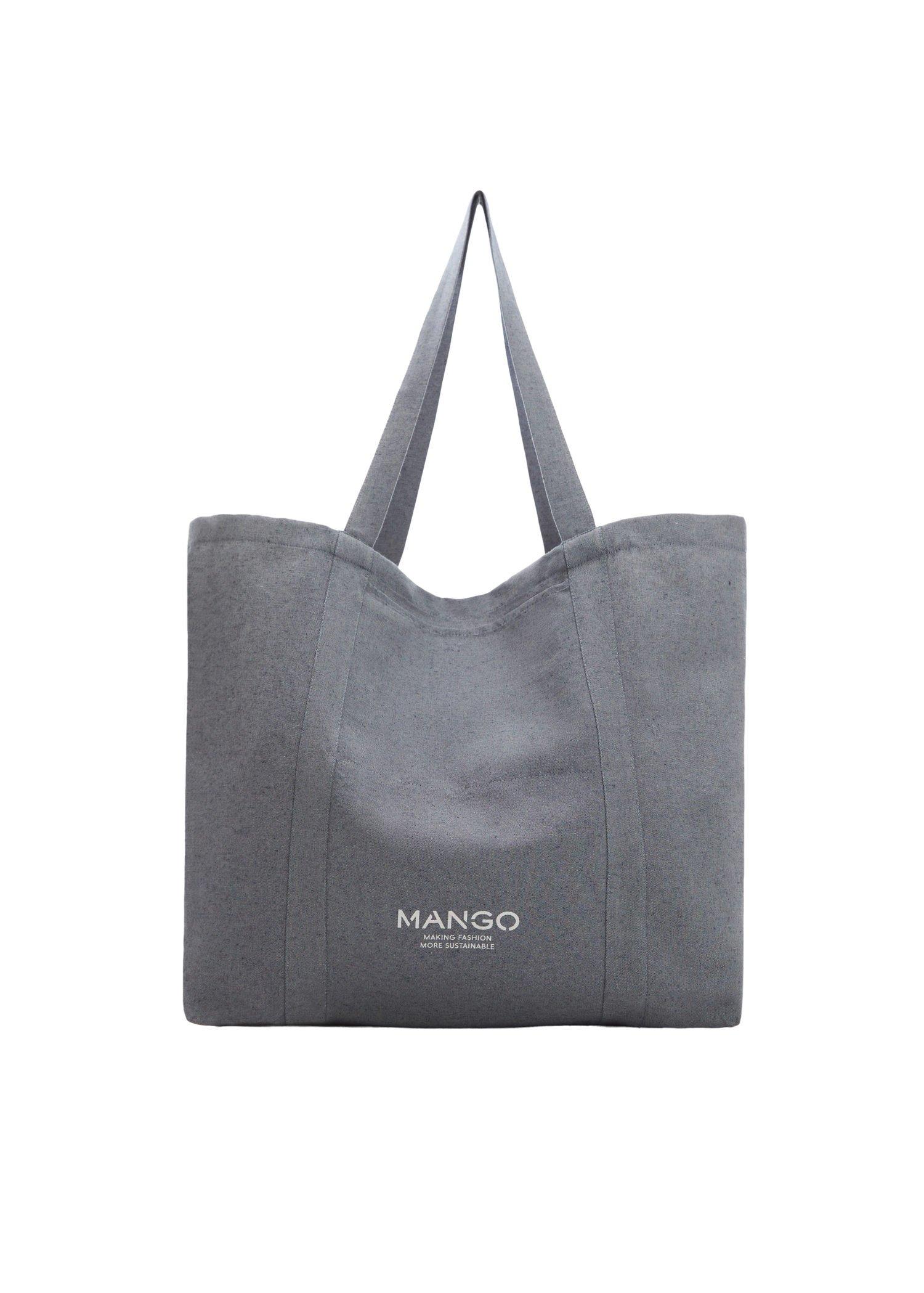 Grey Fabric Shopping Bag, Open Blue, large image number 9