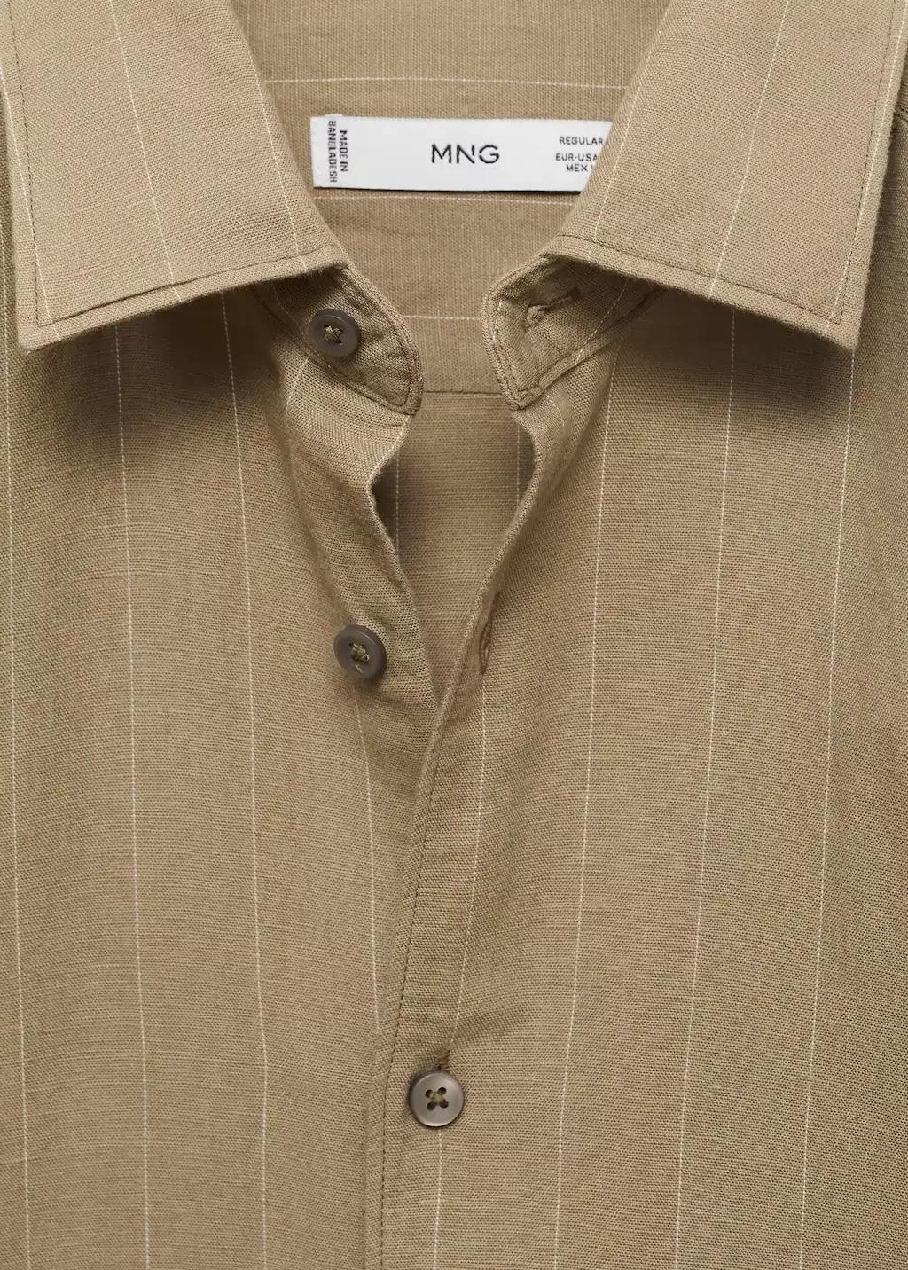 Khaki Linen Pinstripe Shirt, , large image number 4