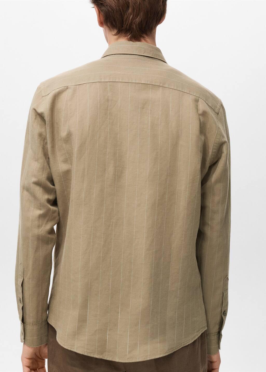 Khaki Linen Pinstripe Shirt, , large image number 5