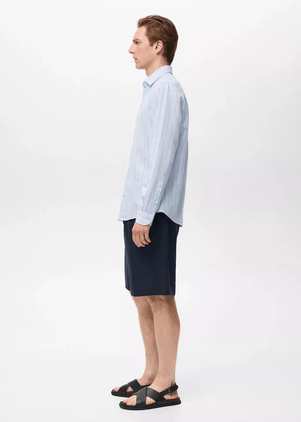 Blue Linen Pinstripe Shirt, , large image number 2