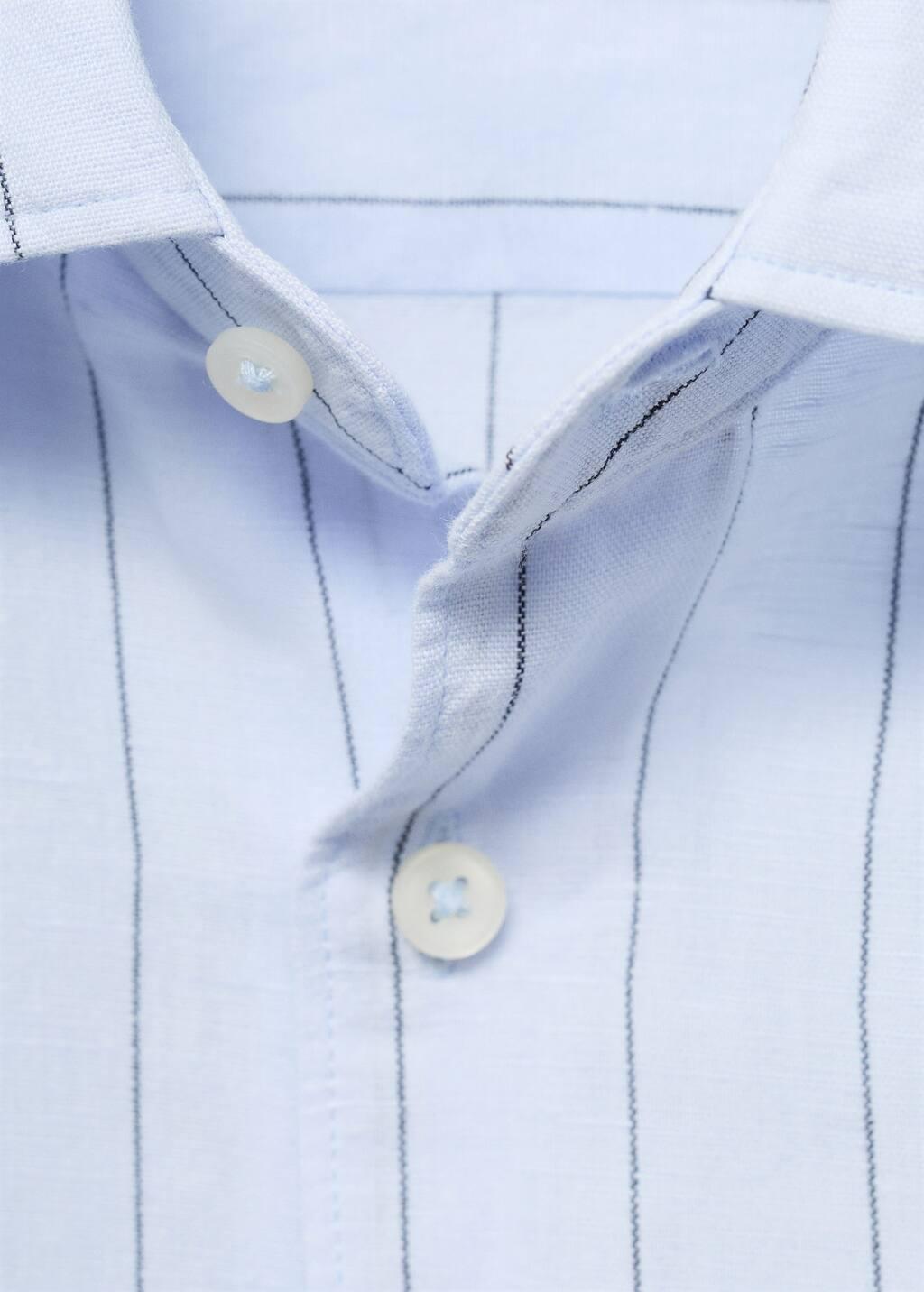 Blue Linen Pinstripe Shirt, , large image number 4