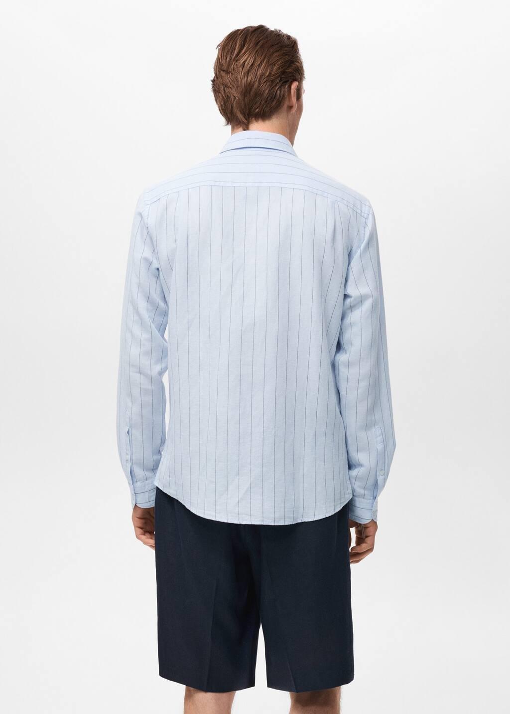 Blue Linen Pinstripe Shirt, , large image number 5