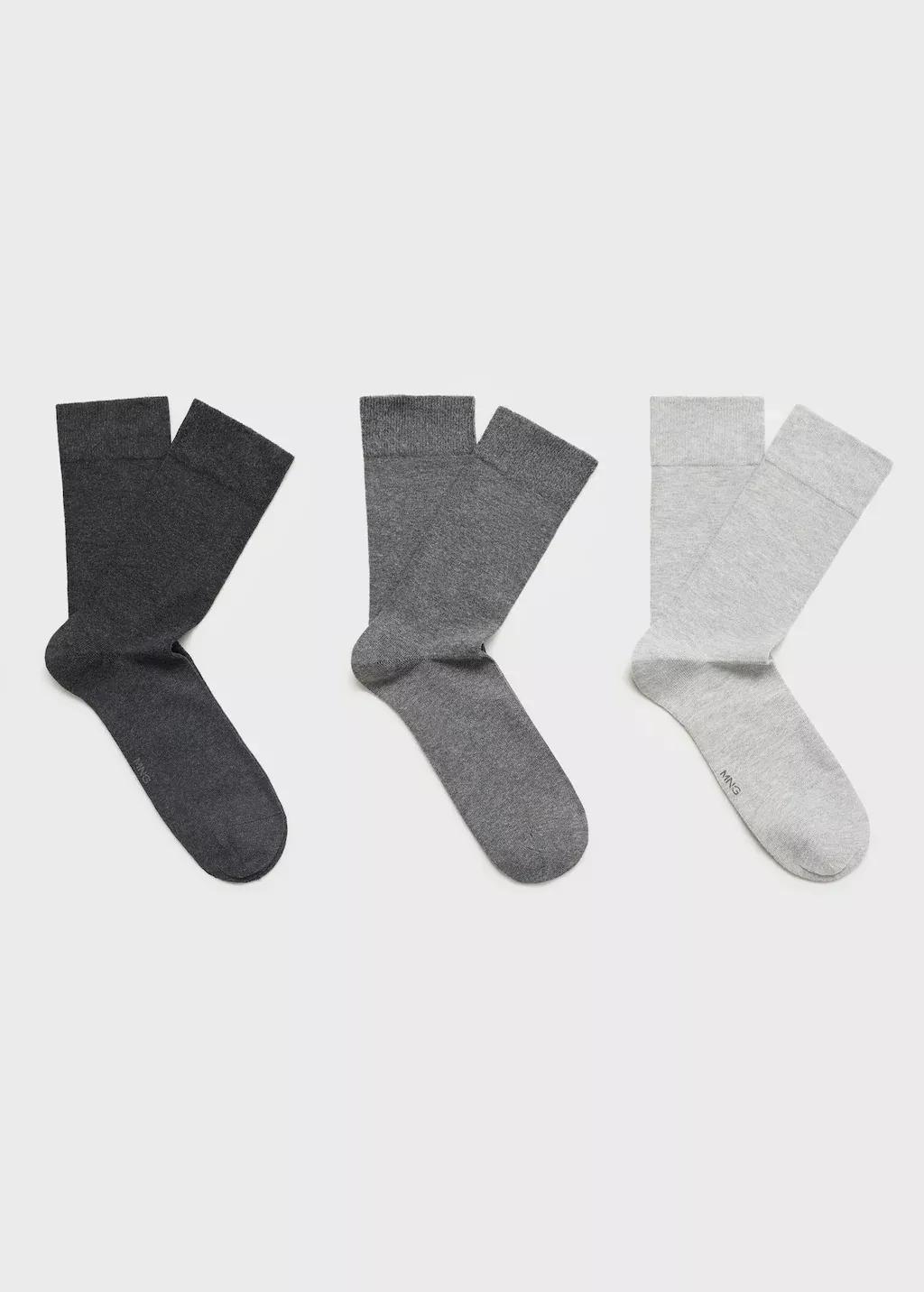 Grey Cotton Socks, Set Of 3, , large image number 0