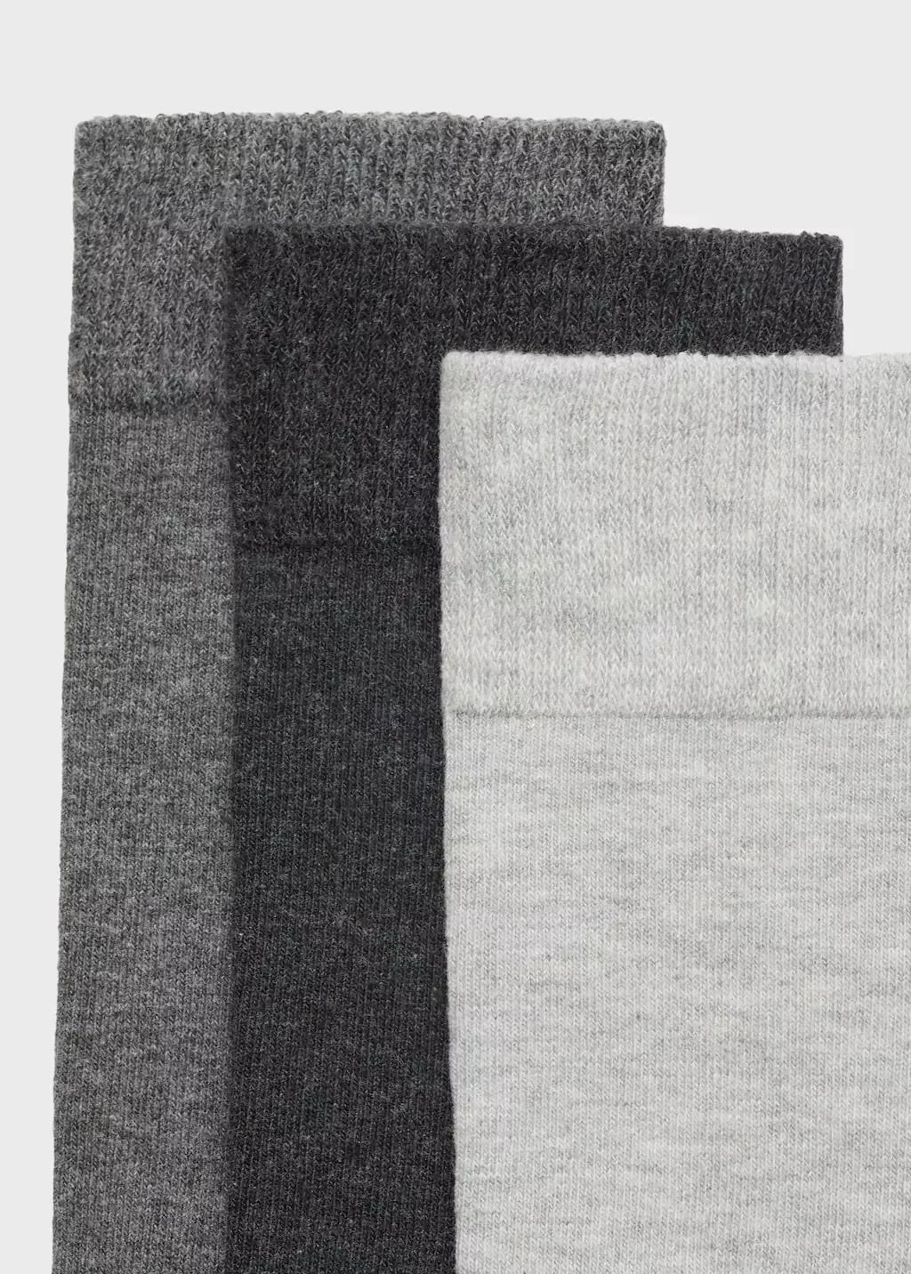 Grey Cotton Socks, Set Of 3, , large image number 1