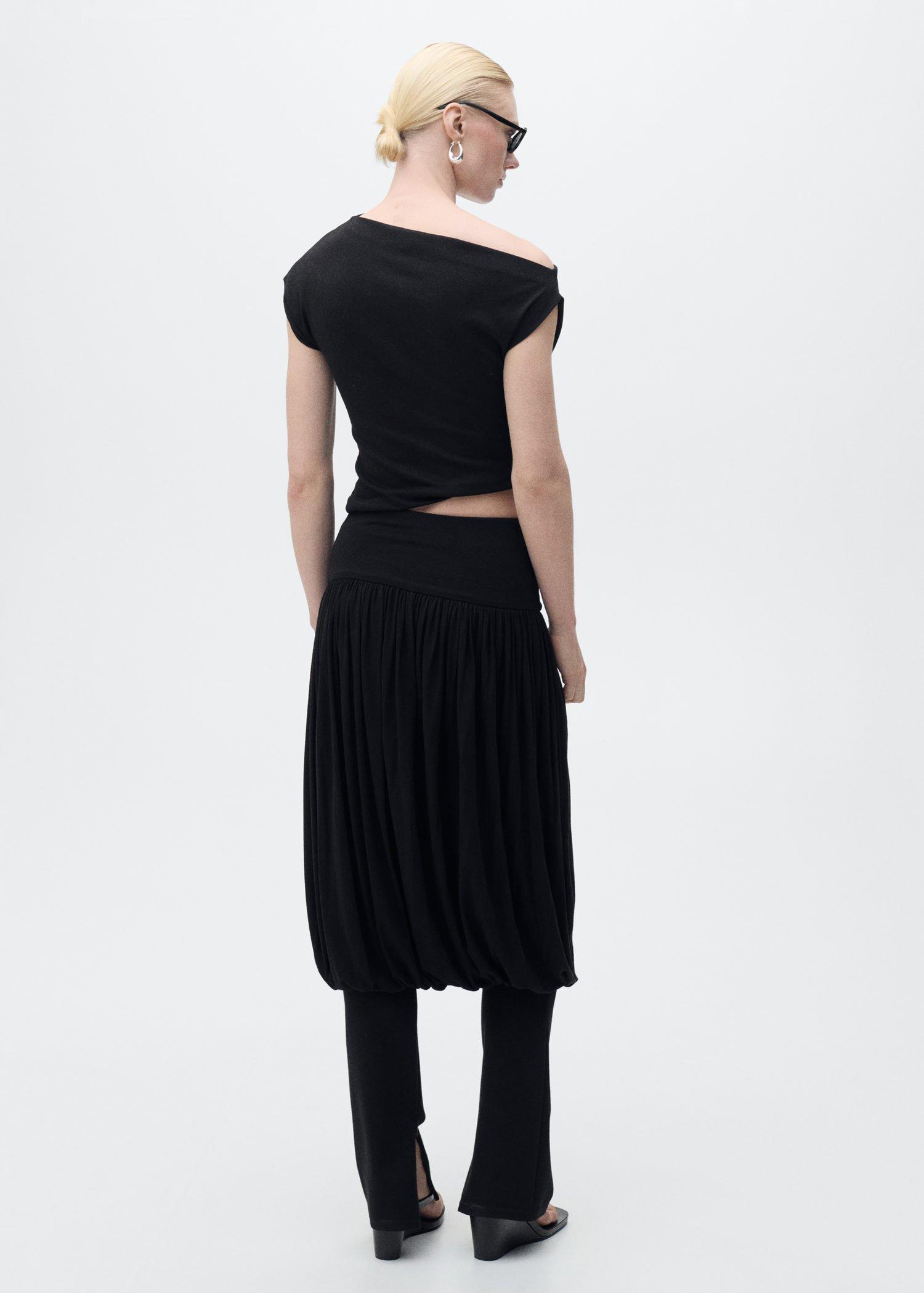 Black Cotton Top With An Asymmetric Neckline, , large image number 1