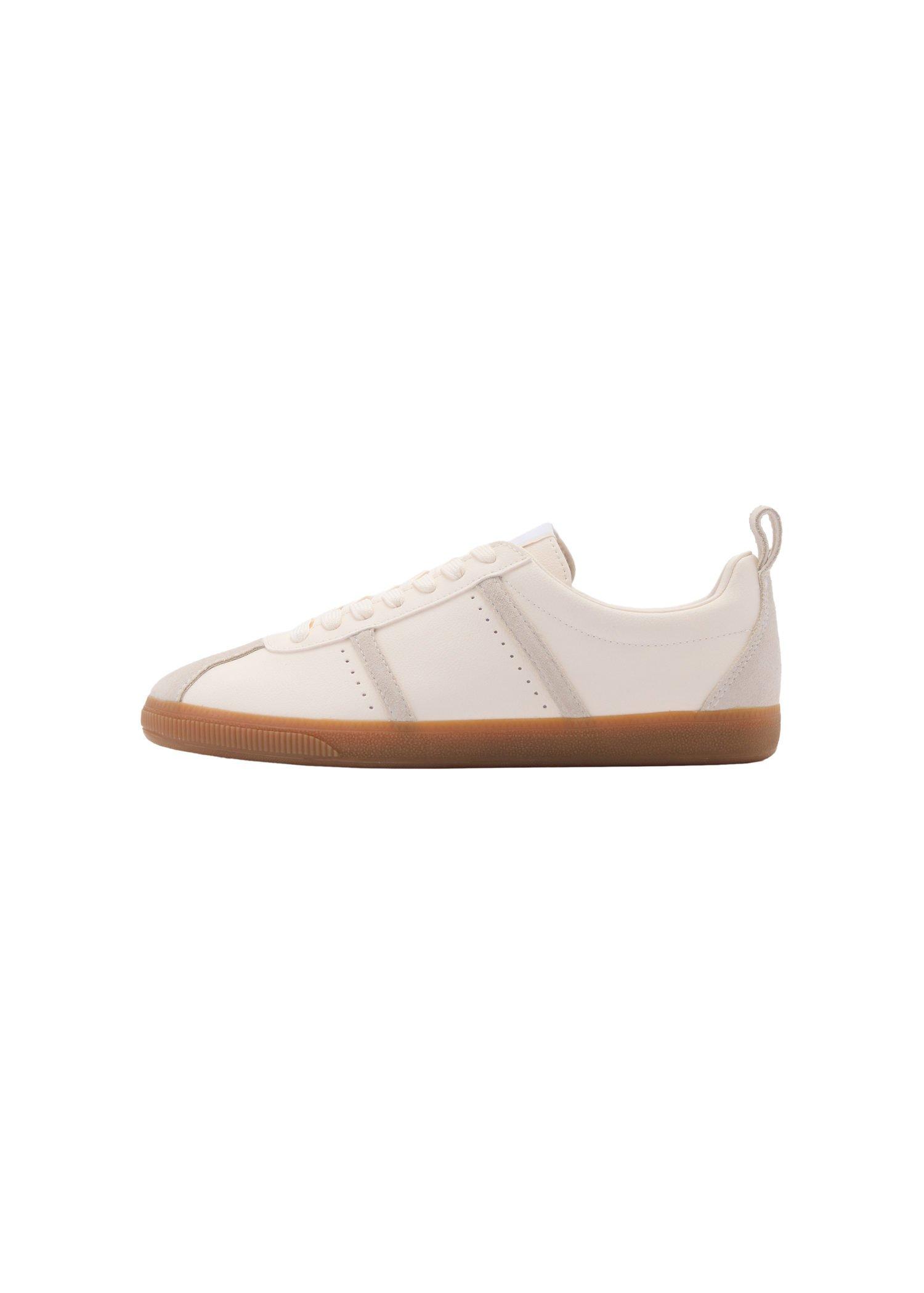 White Contrast Panel Sneakers, White, medium