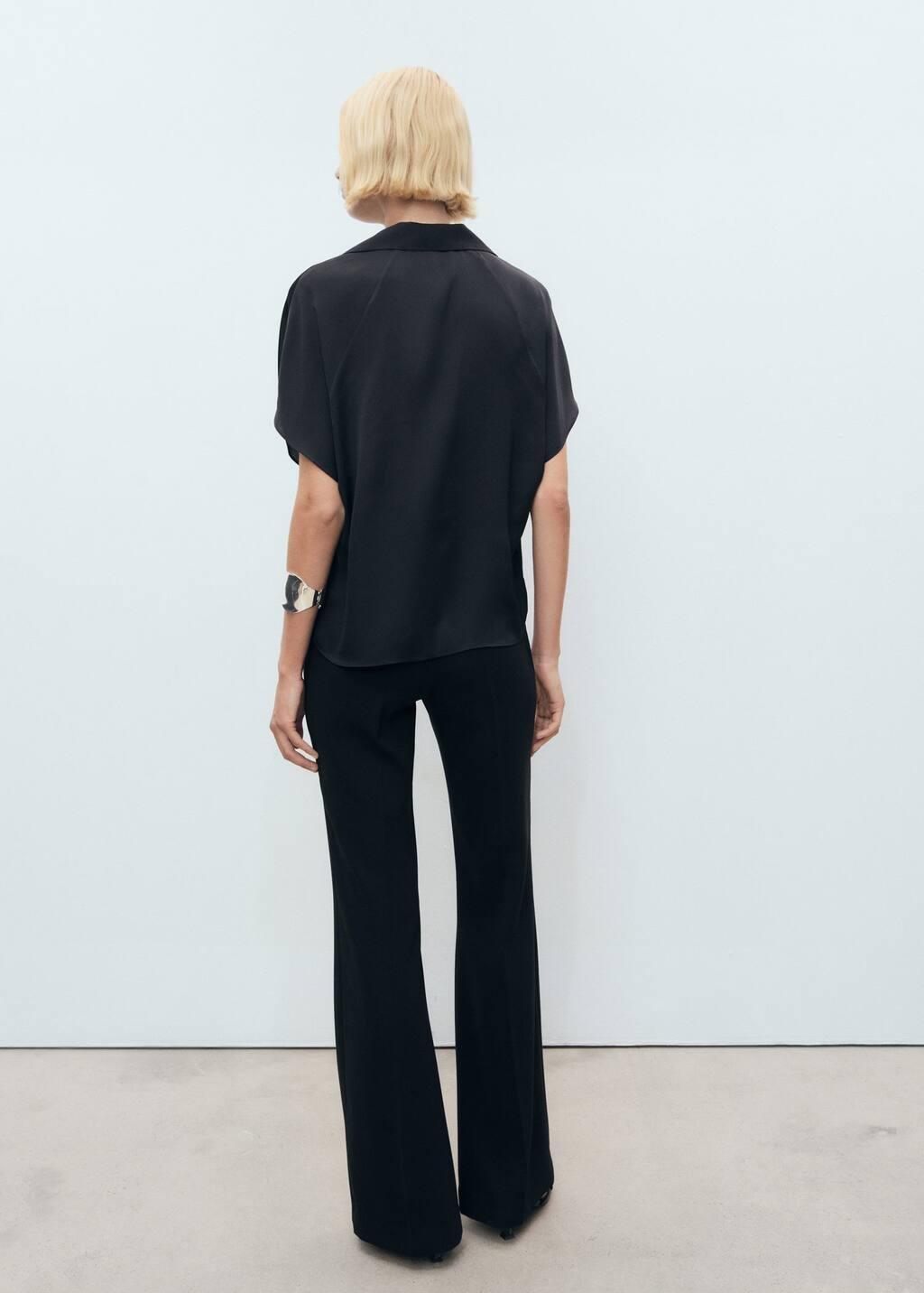 BLACK Short-sleeved satin shirt, , large image number 4