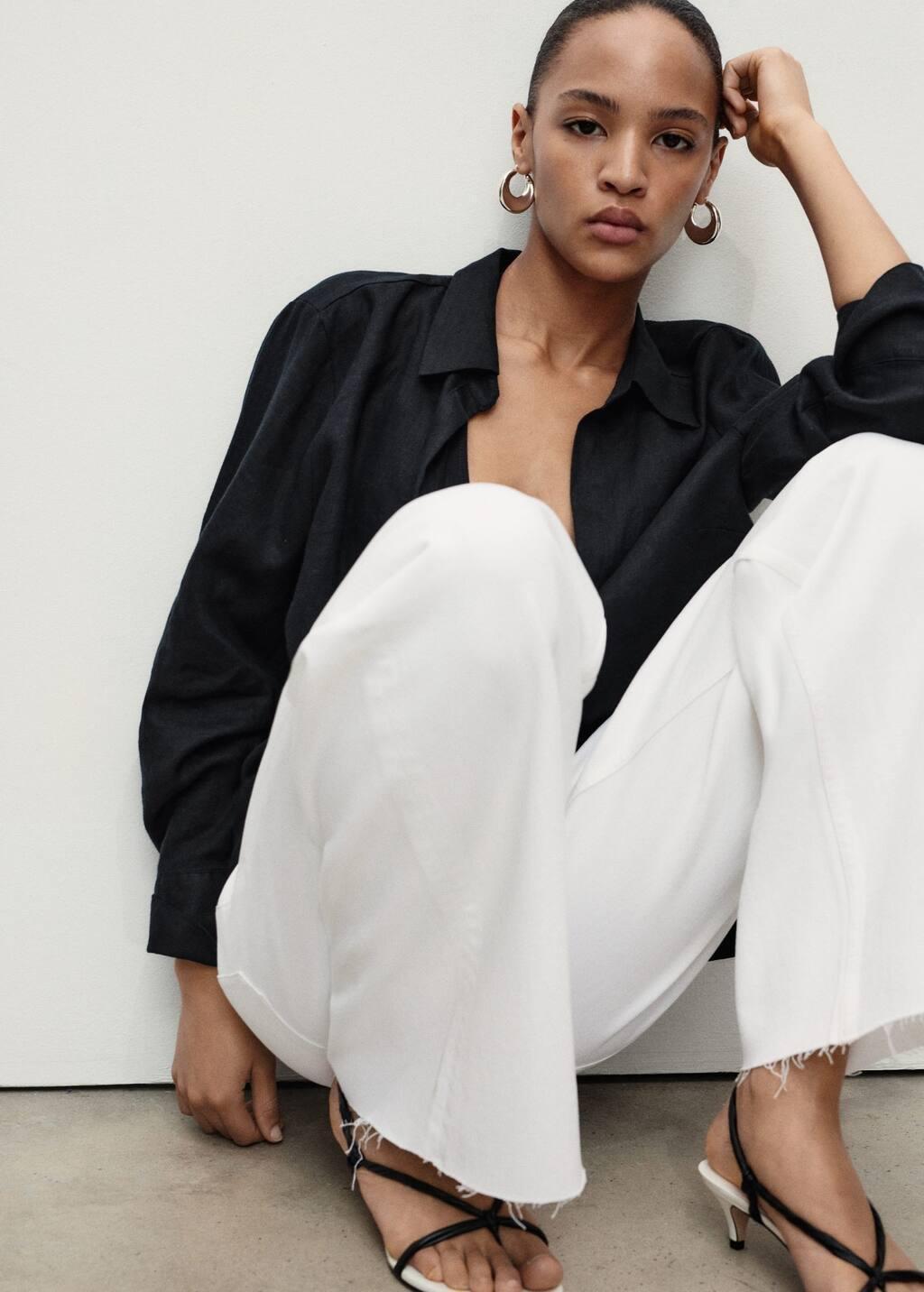 White Catherin Culotte High-Rise Jeans, , large image number 2