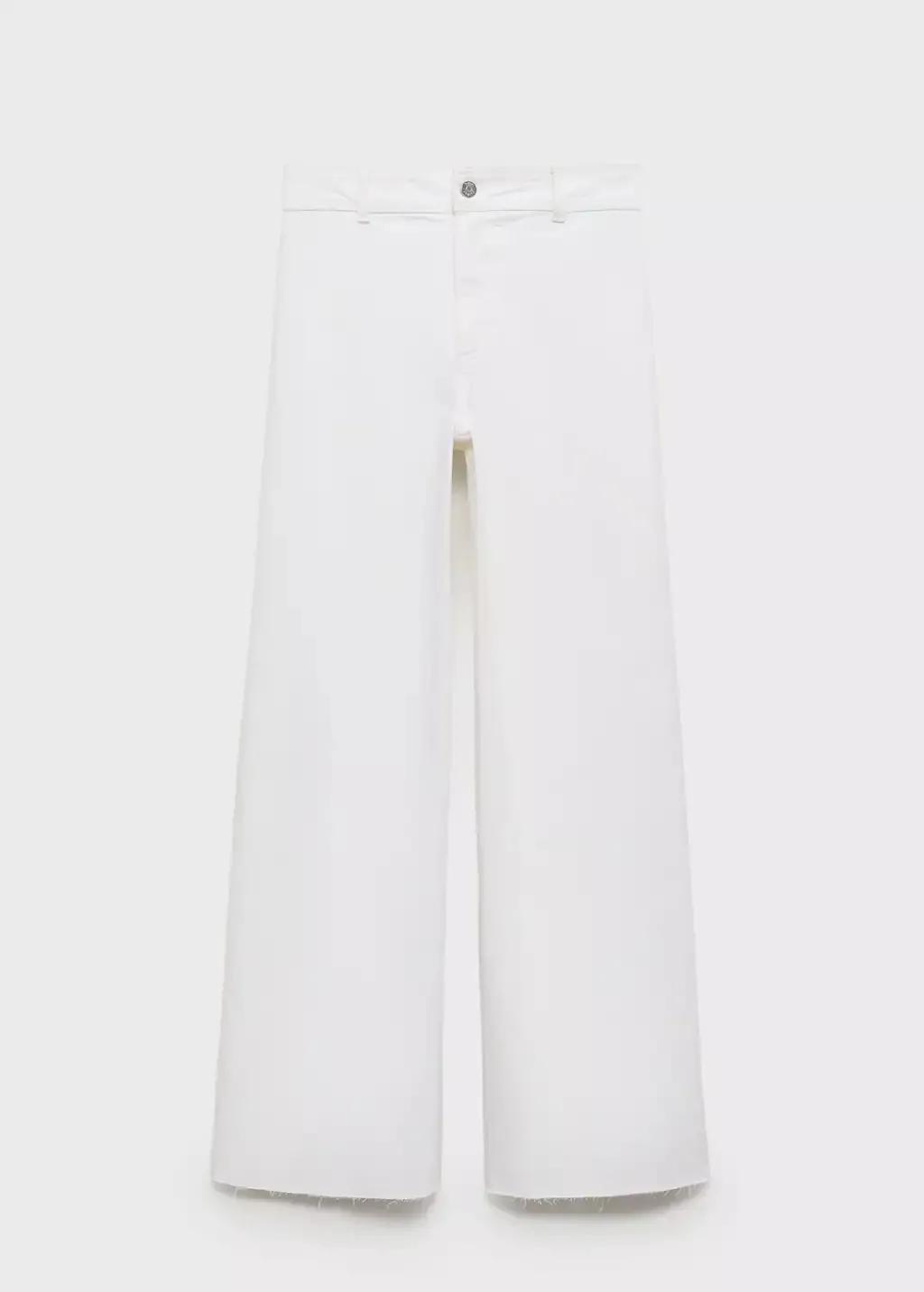 White Catherin Culotte High Rise Jeans, White, large image number 3